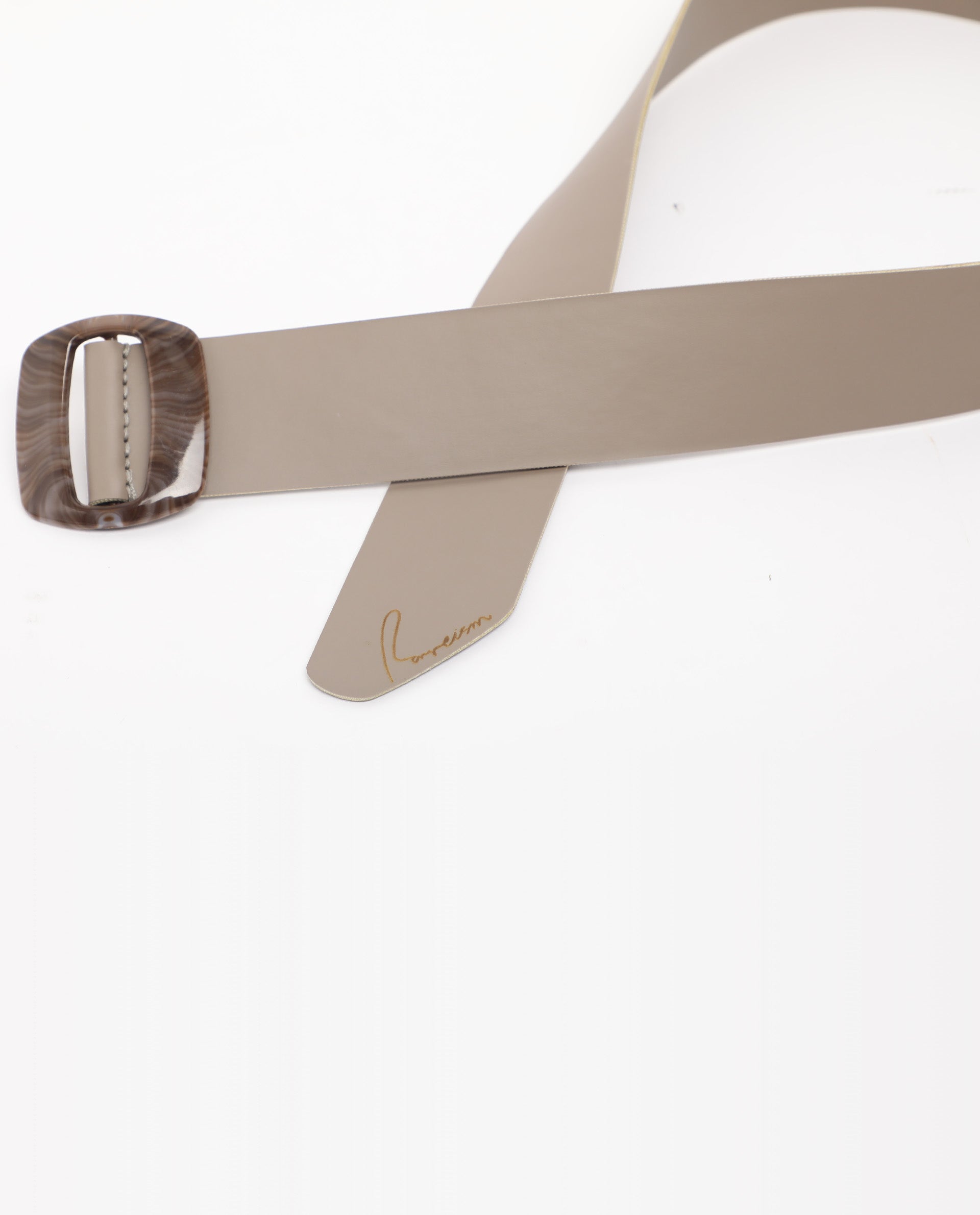 Rareism Women Sunsand Grey Solid Leather Belt