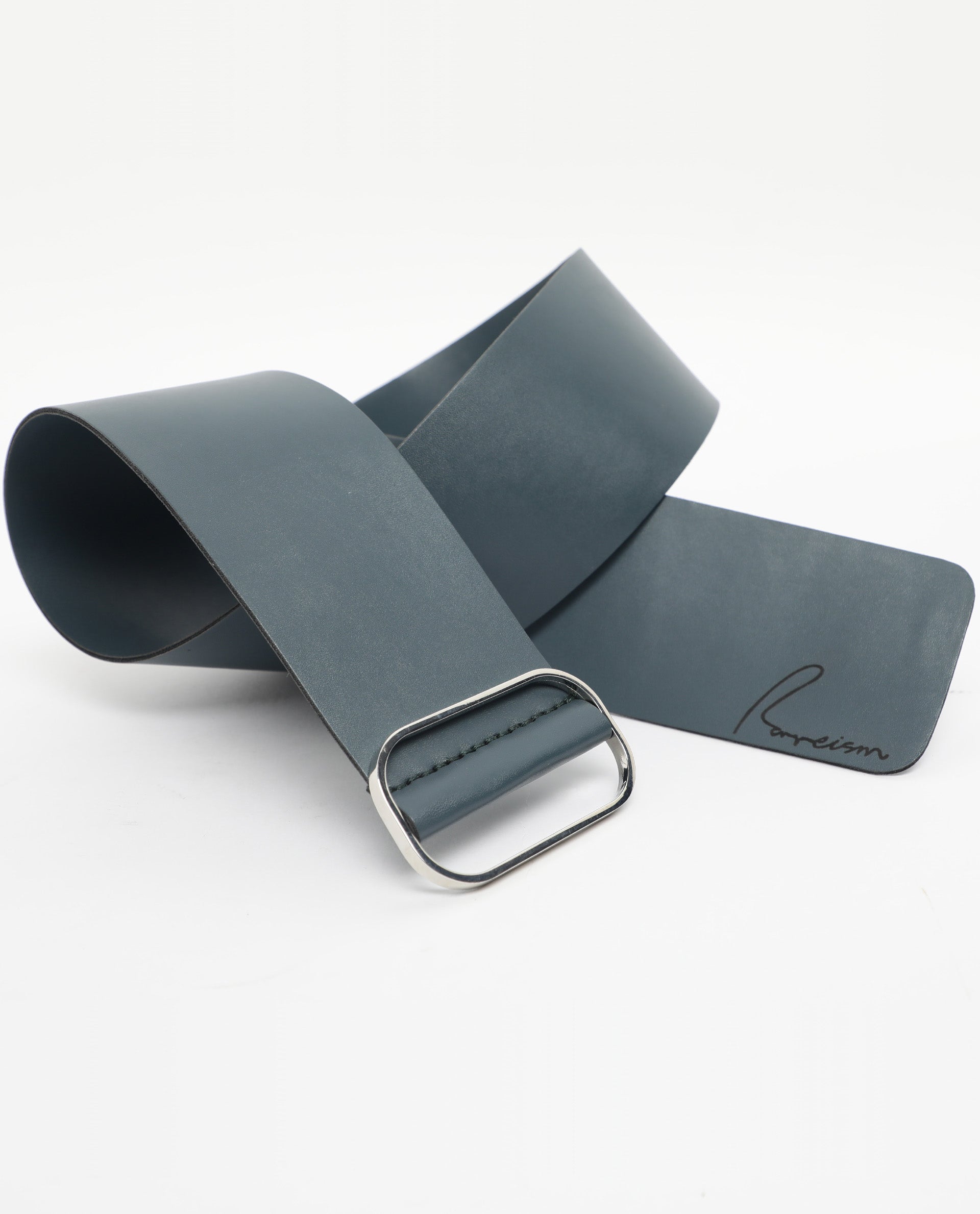 Rareism Women Abandon Dark Teal Solid Leather Belt