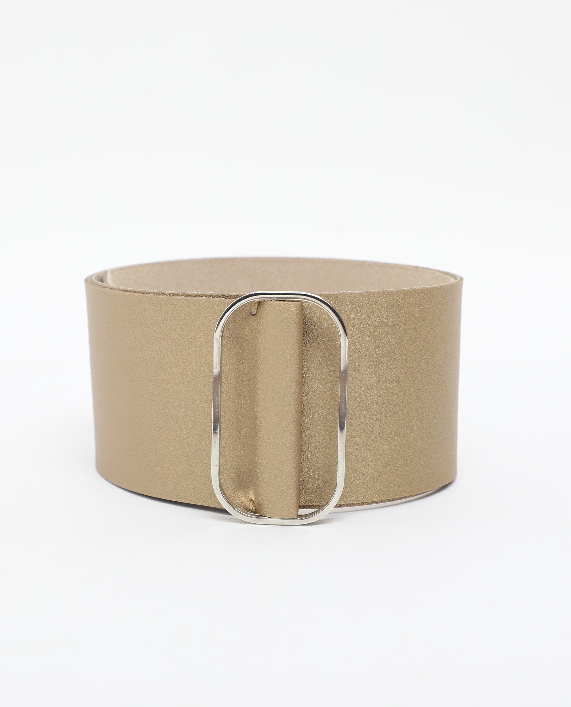 Rareism Women Abandon Light Gold Solid Leather Belt