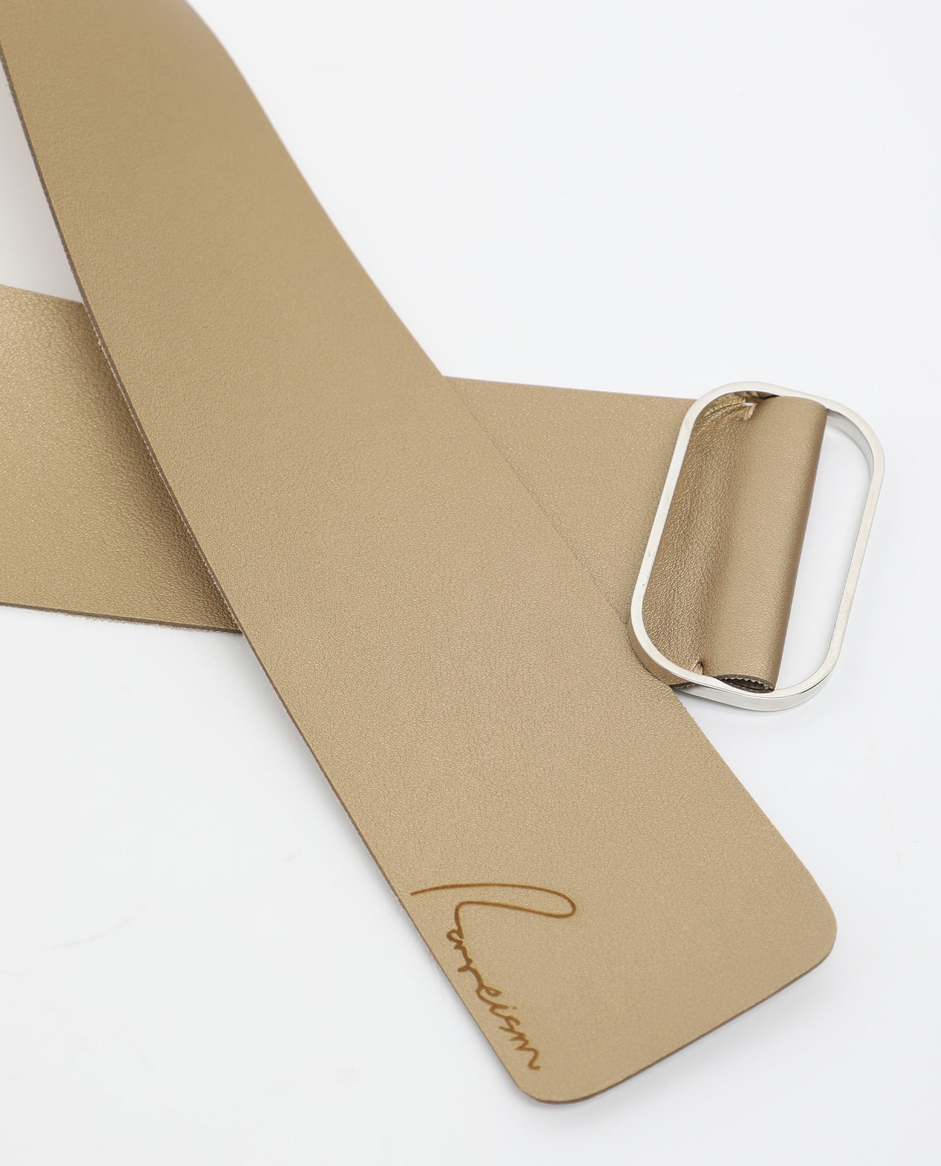 Rareism Women Abandon Light Gold Solid Leather Belt