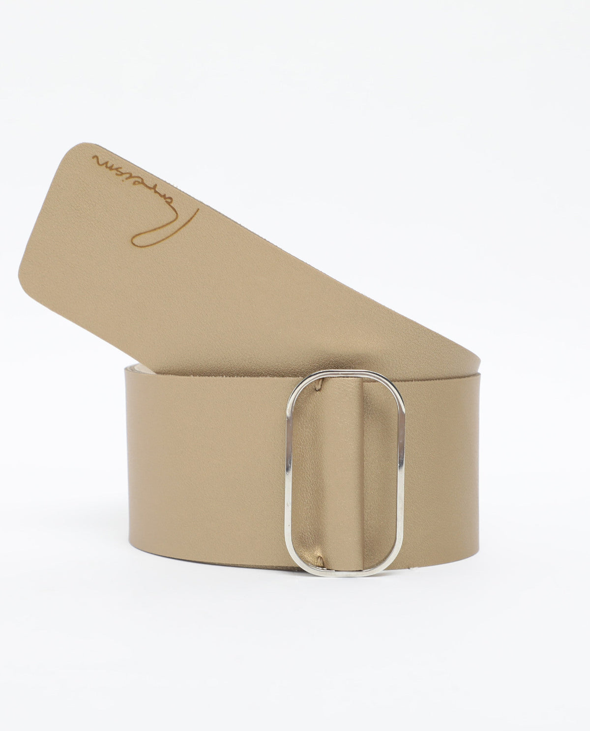Rareism Women Abandon Light Gold Solid Leather Belt