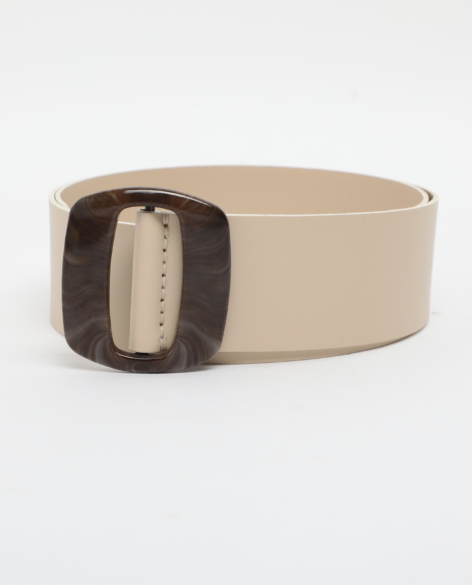 Rareism Women Sunsand Light Beige Solid Leather Belt