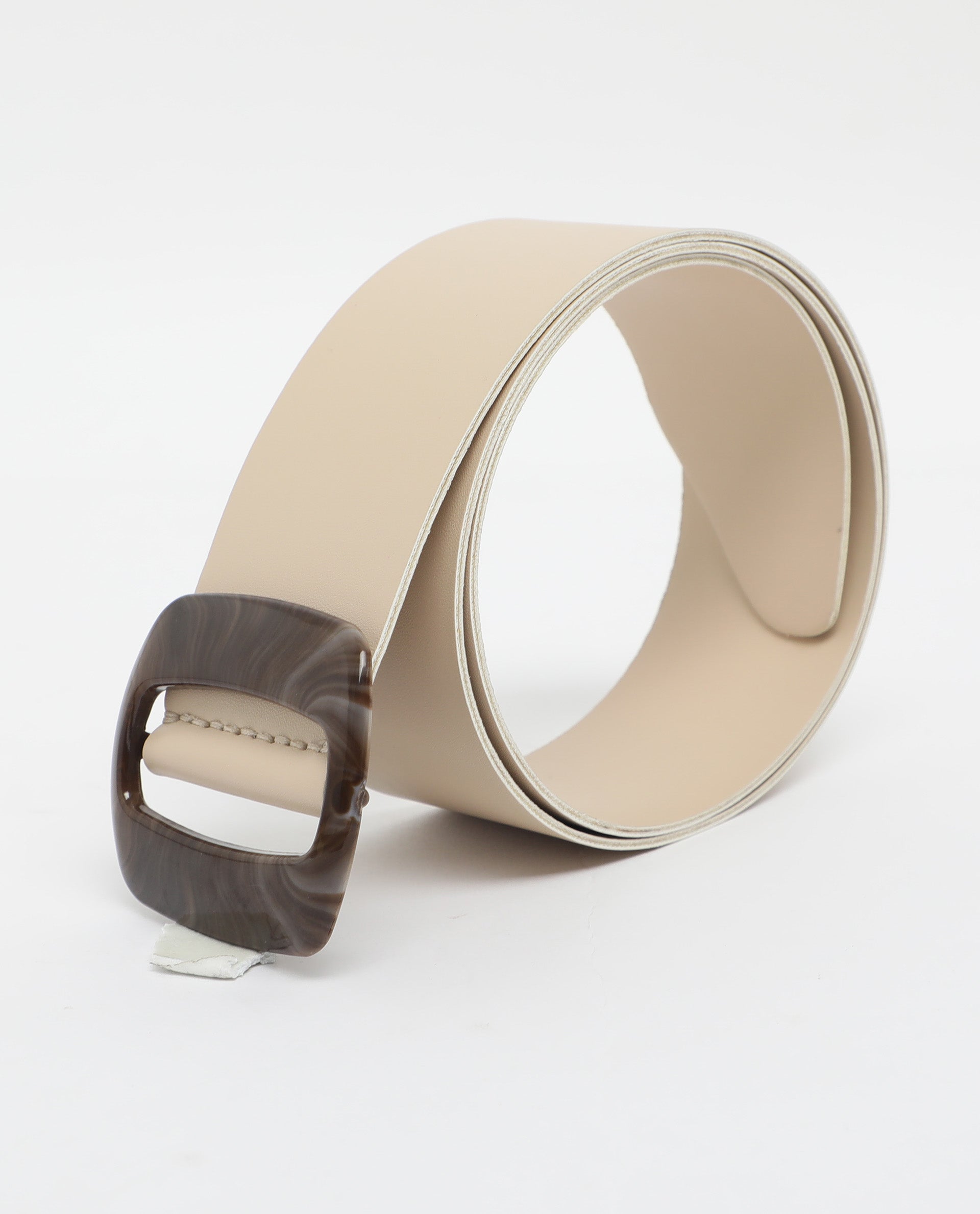 Rareism Women Sunsand Light Beige Solid Leather Belt