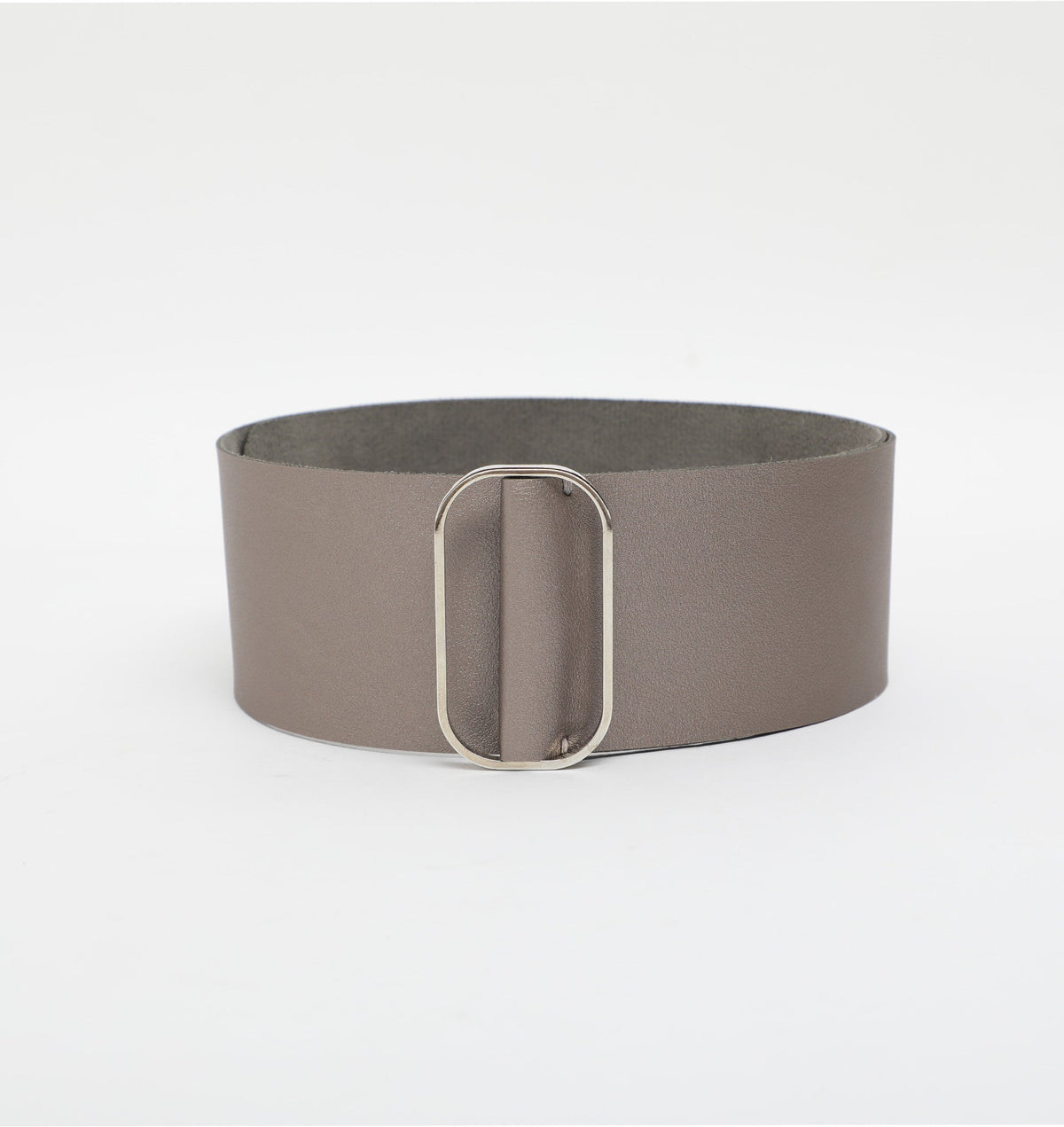 Rareism Women Abandon Metalic Grey Solid Leather Belt