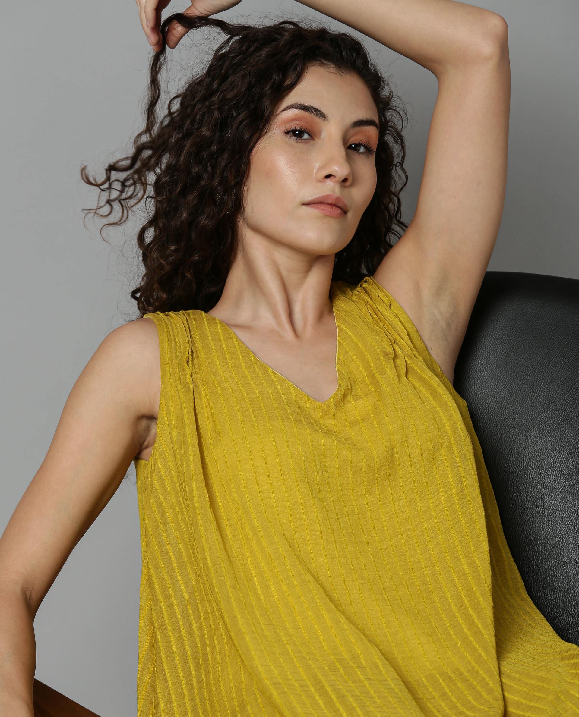 Rareism Women Cosmo Yellow Top Sleeveless
