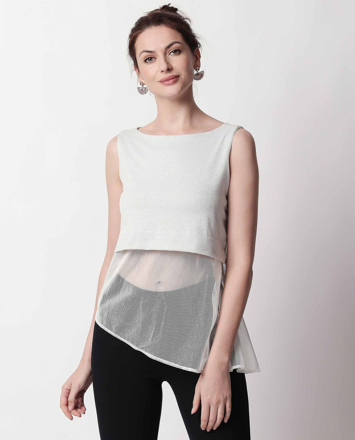Rareism Women Orion White Top Sleeveless