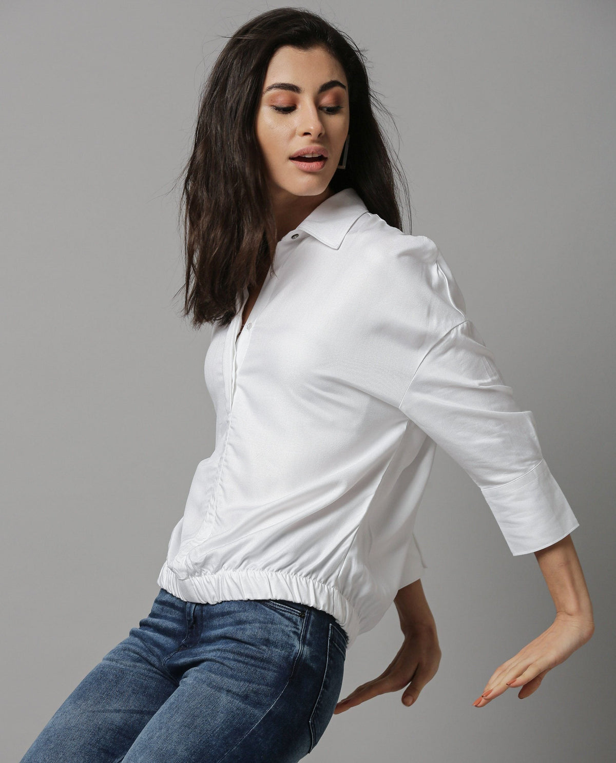 Rareism Women Dupe White Top Short Sleeves Solid