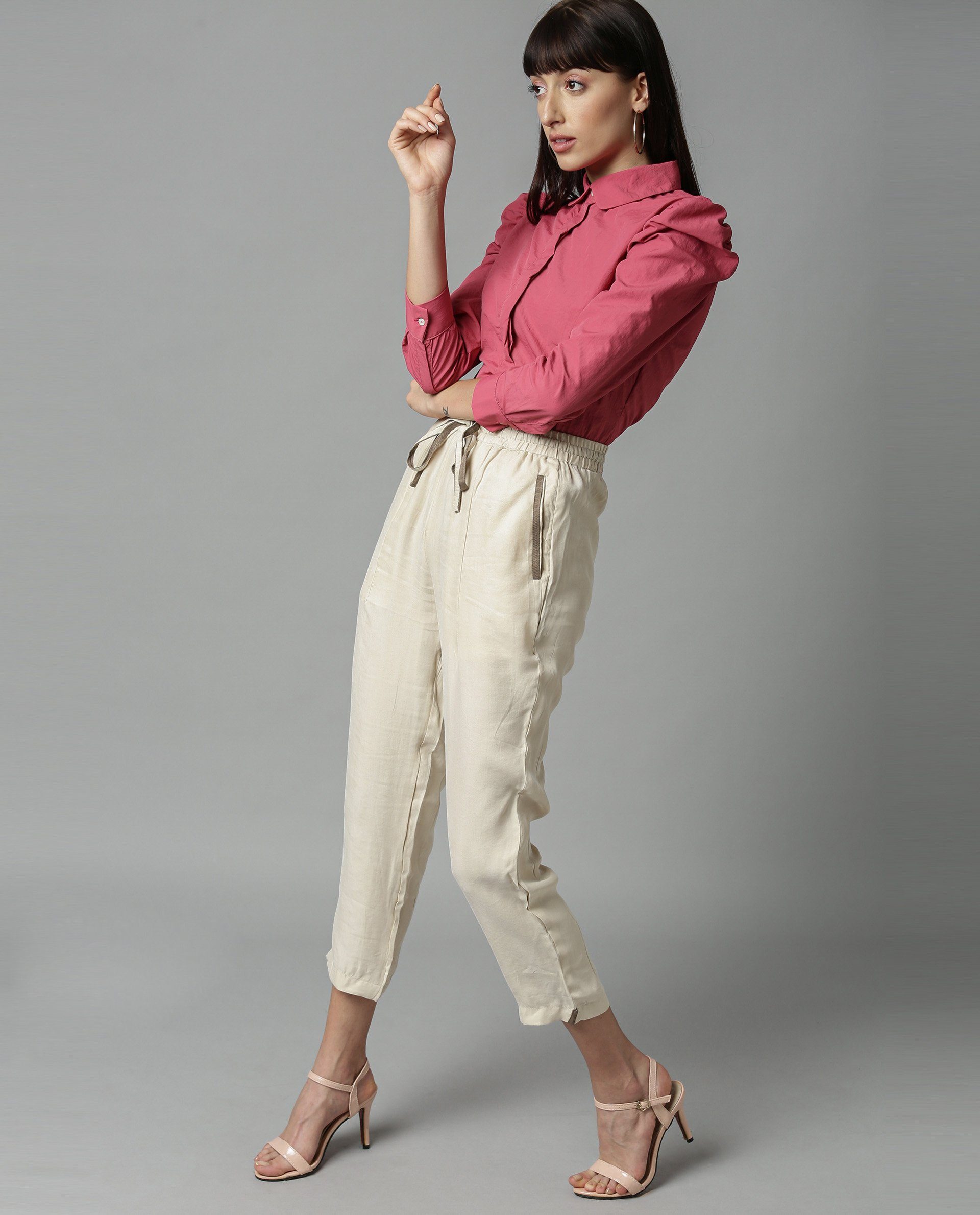 Rareism Women Map Beige Trousers