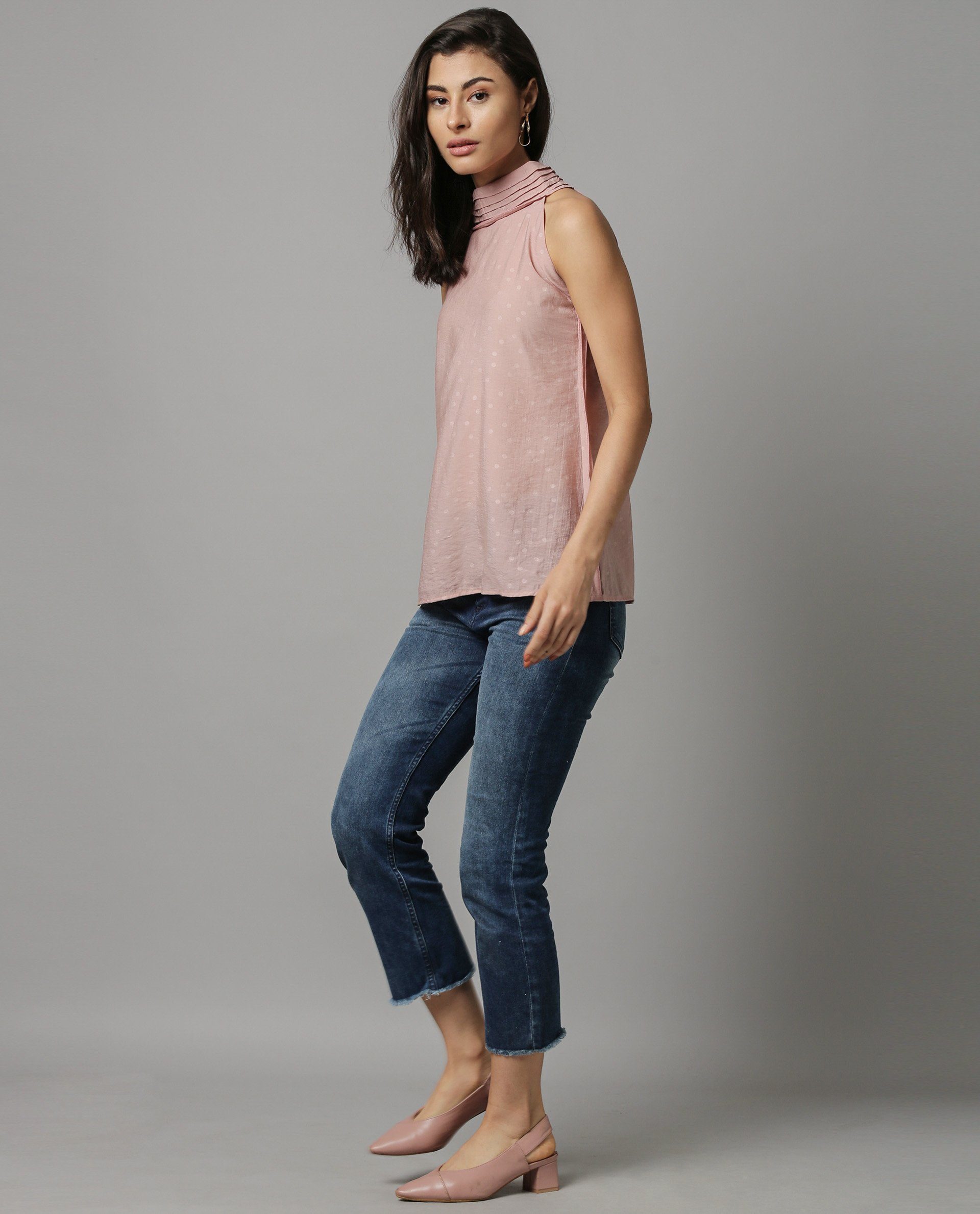 Rareism Women Feather Pink Top Sleeveless