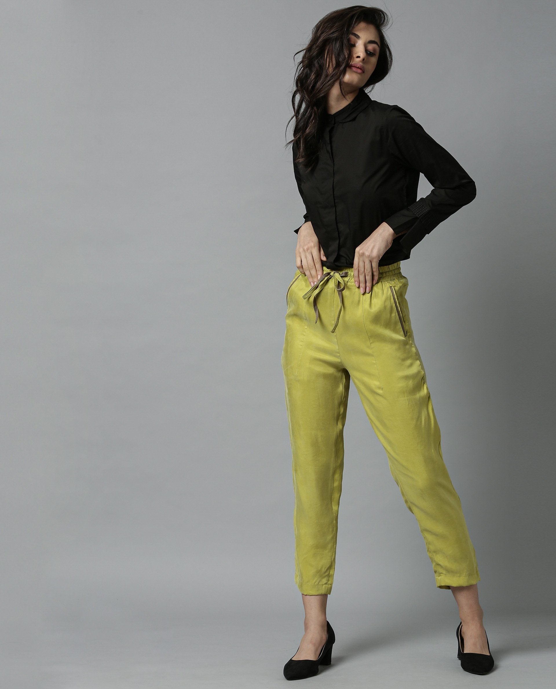 Rareism Women Daisy Black Top Full Sleeves