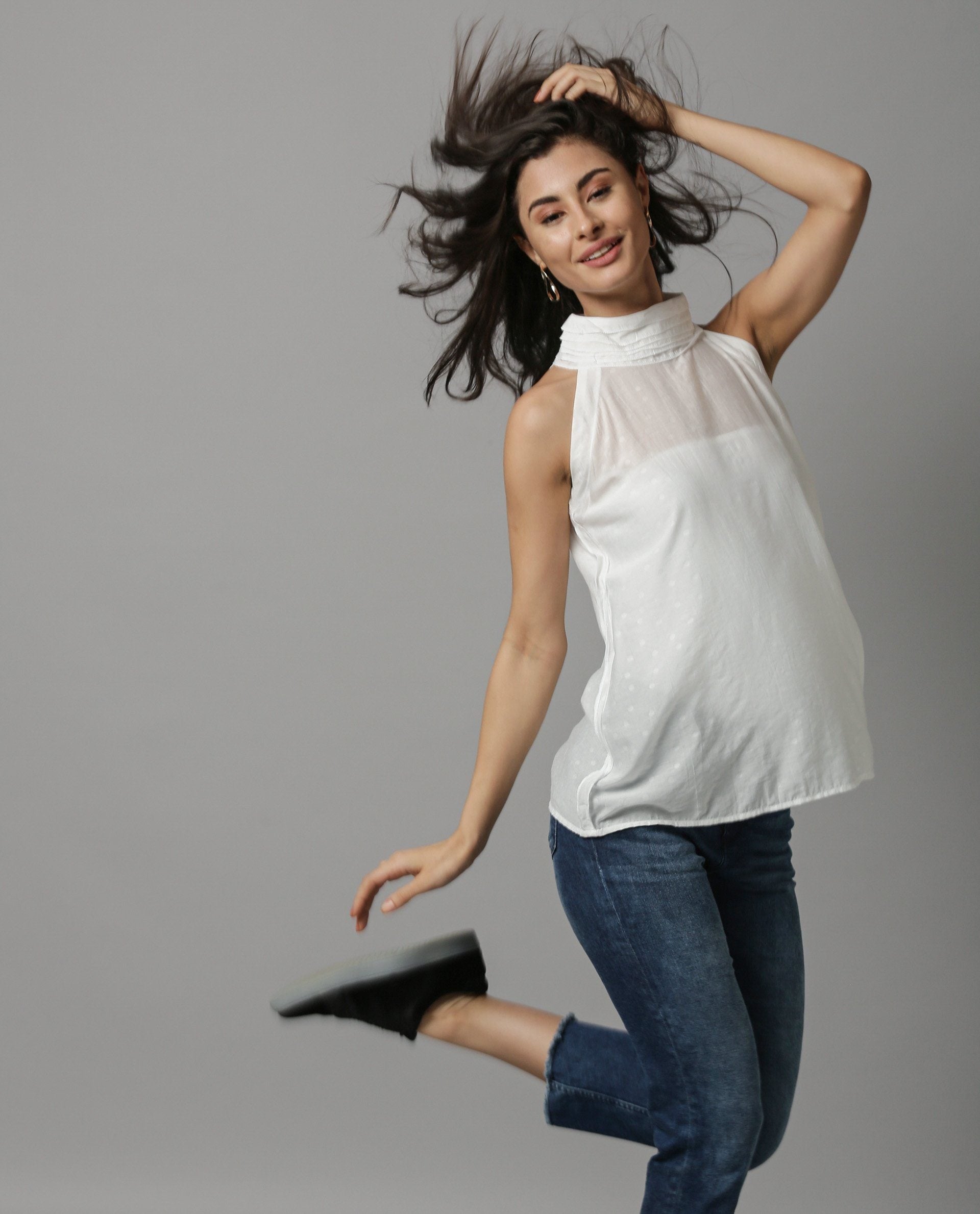Rareism Women Feather White Top Sleeveless