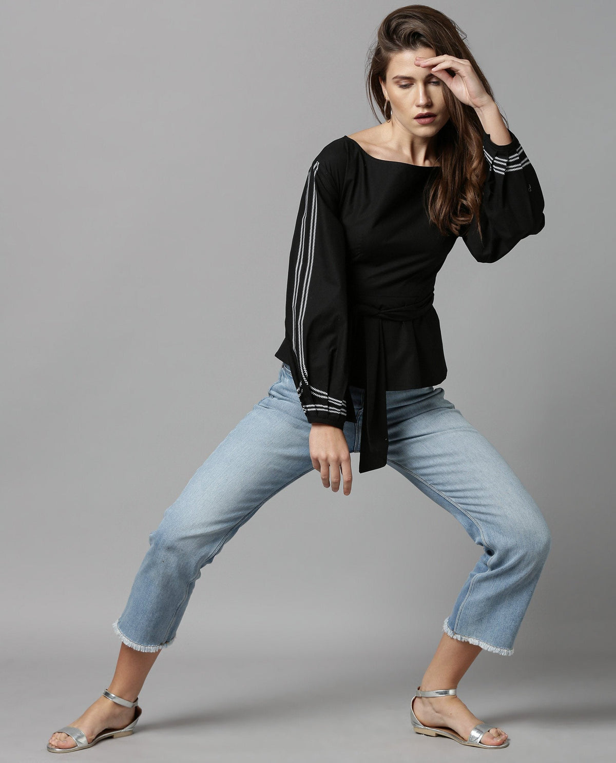 Rareism Women Tulip-Rz Black Top Full Sleeves Solid