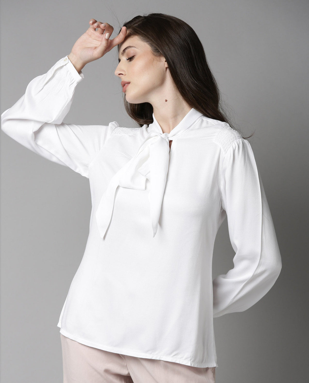 Rareism Women Drone White Top Full Sleeves Solid