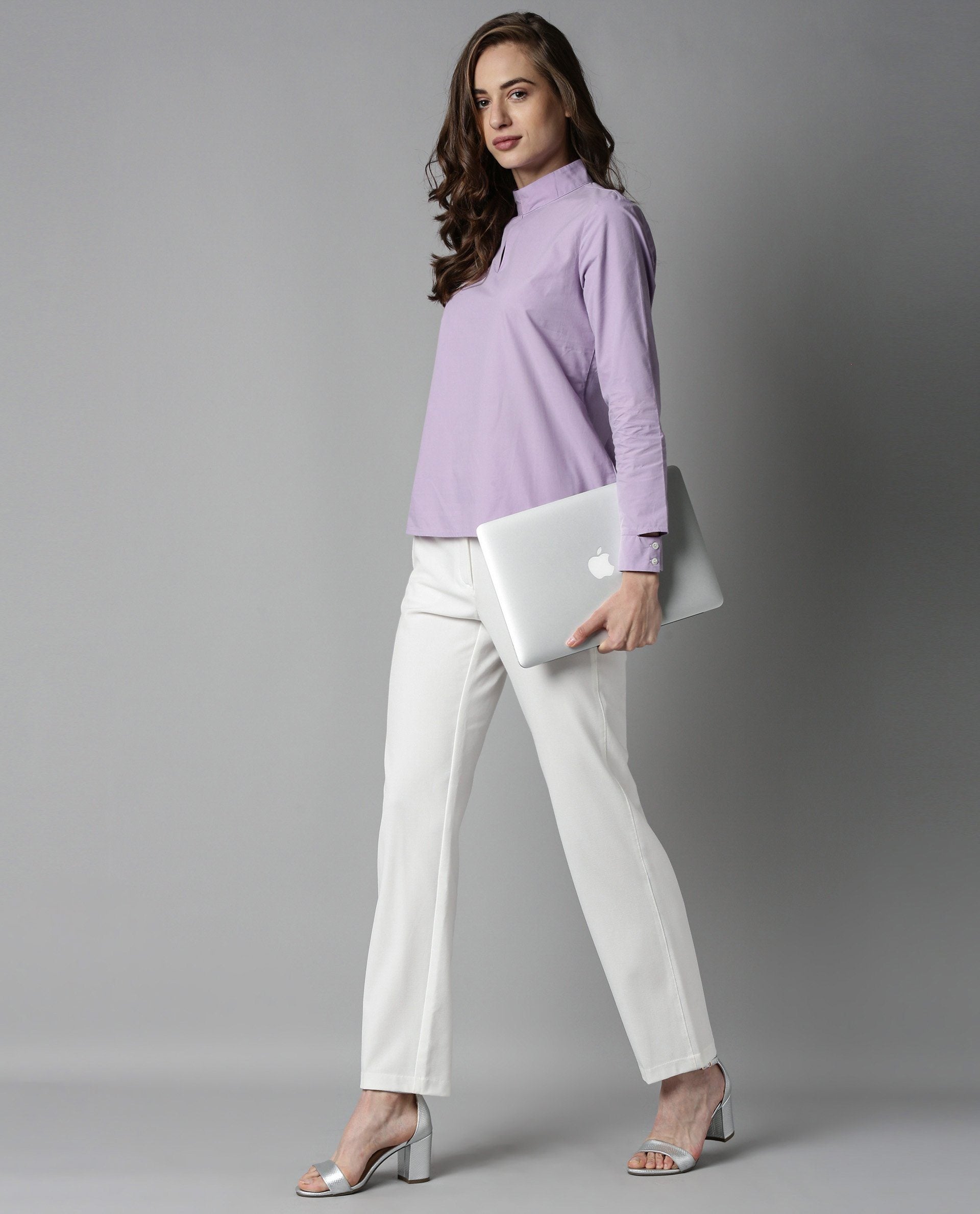 Rareism Women Ship Purple Top Full Sleeves Solid