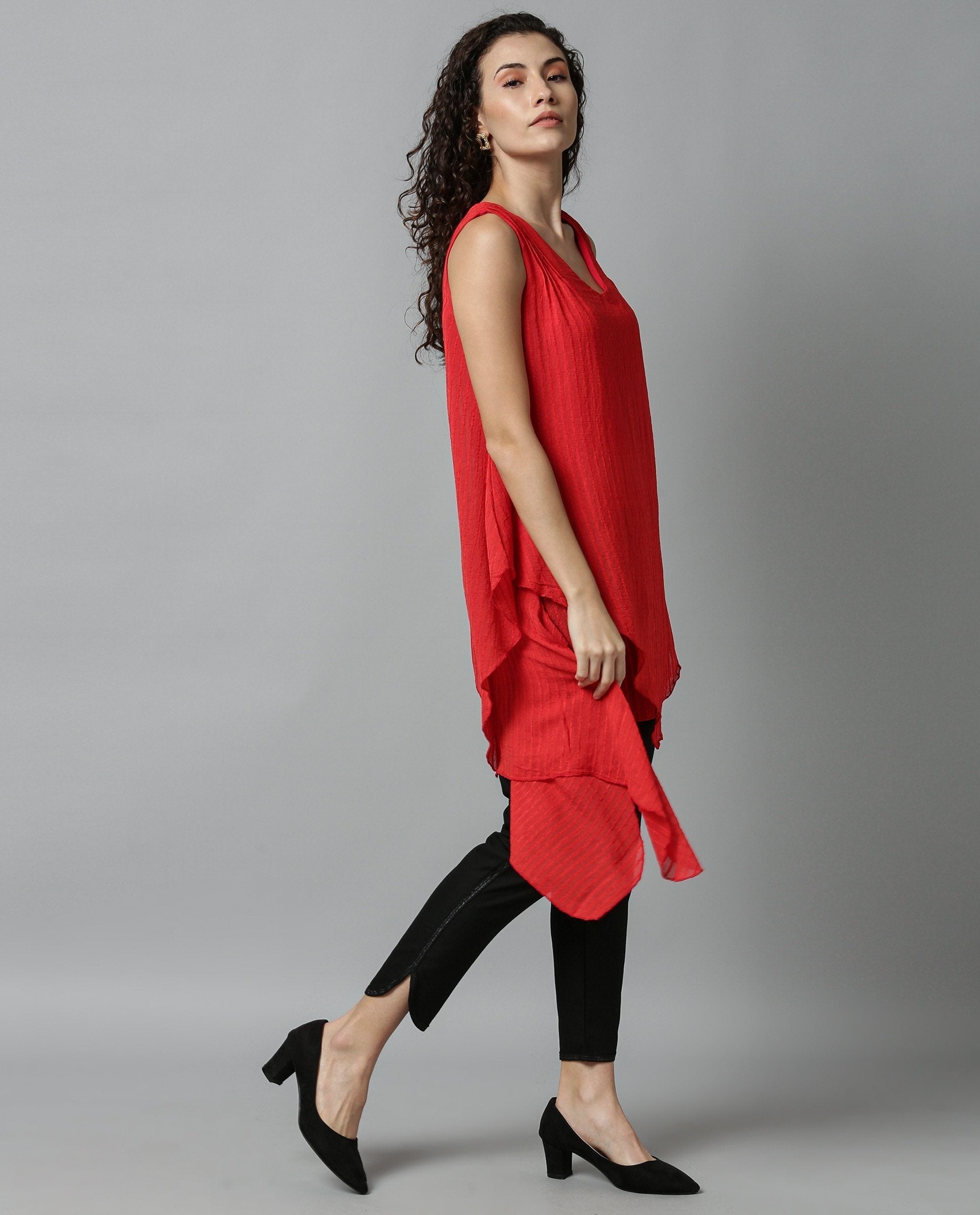 Rareism Women Cosmo Red Top Sleeveless