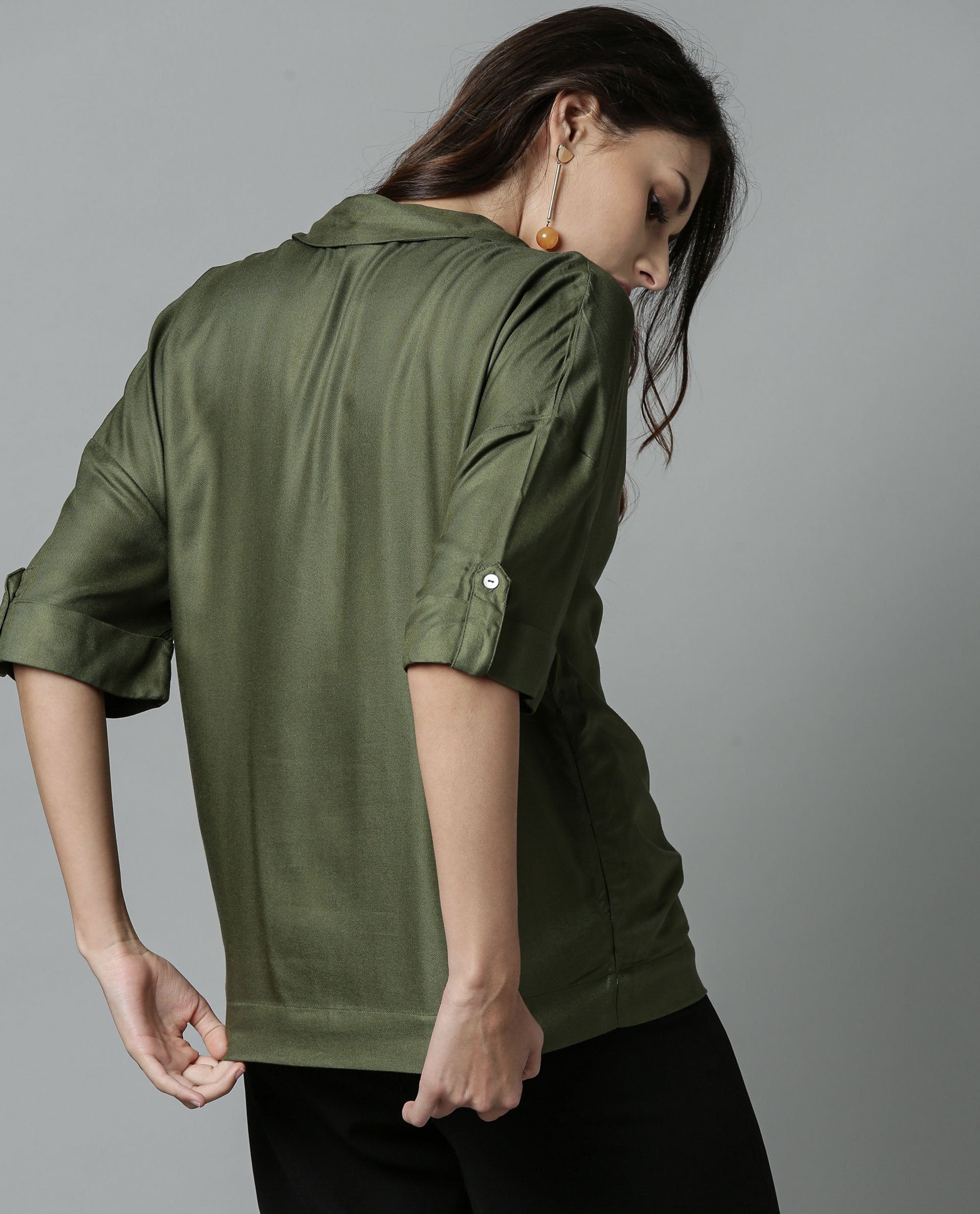 Rareism Women Percy Green Top Short Sleeves Solid