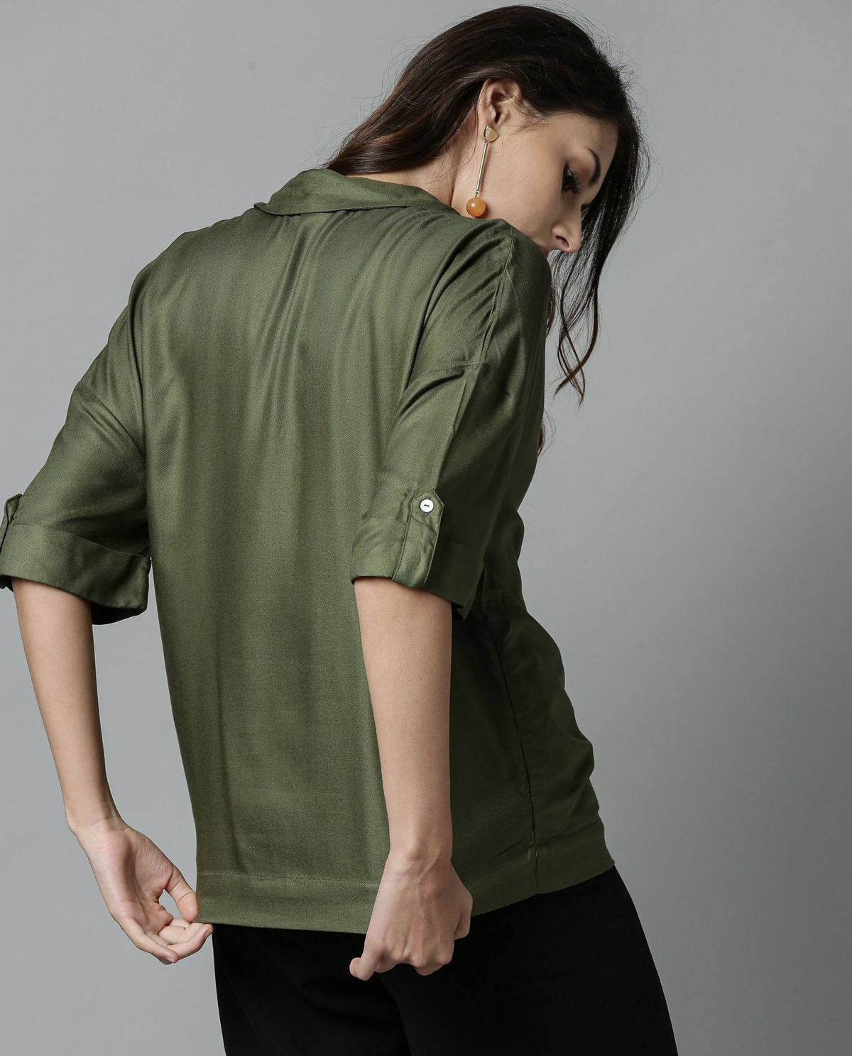 Rareism Women Percy Green Top Short Sleeves Solid