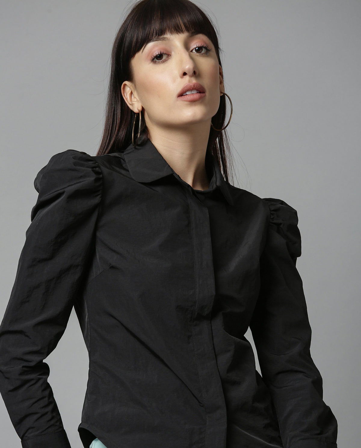 Rareism Women Tesla Black Top Full Sleeves Solid