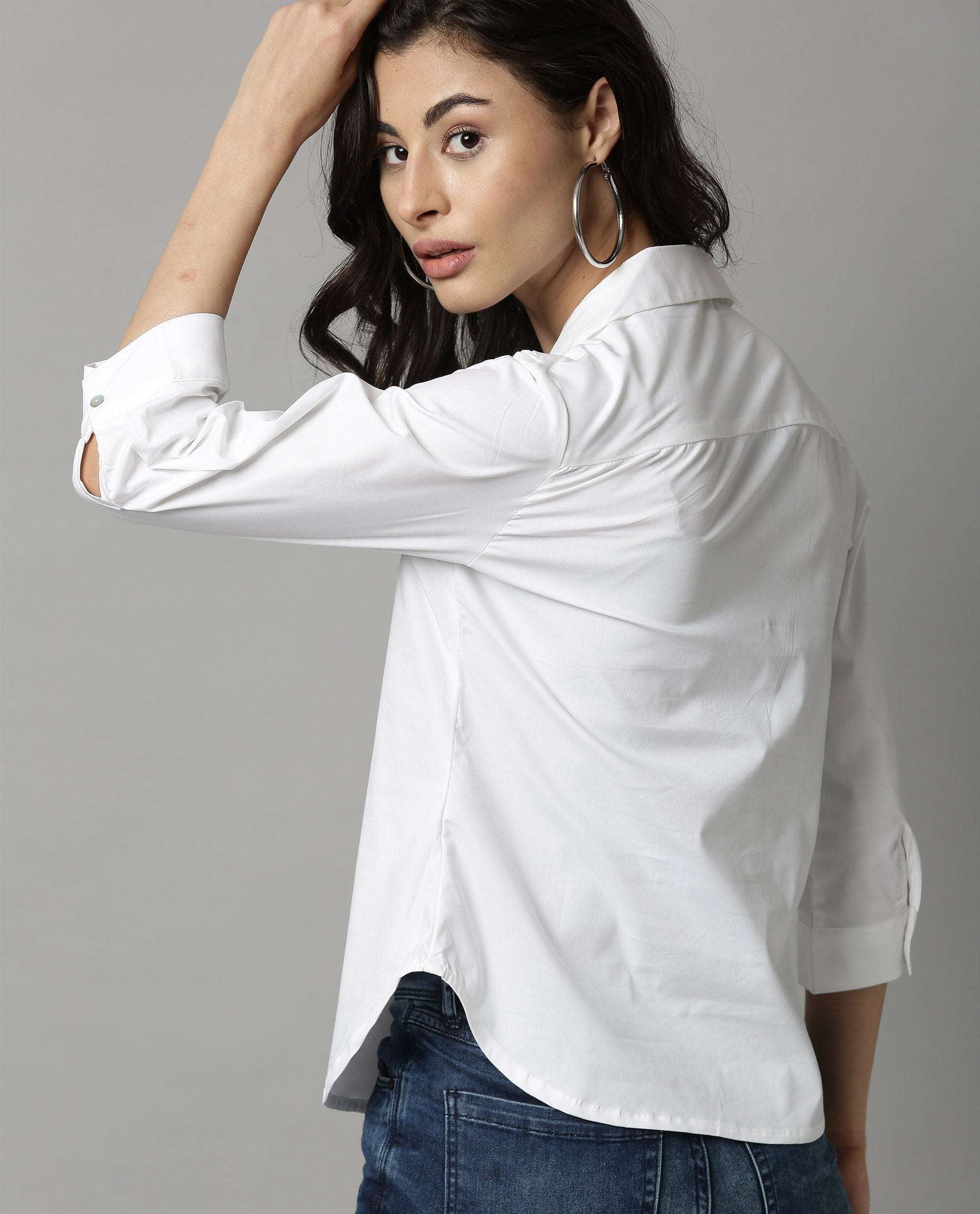 Rareism Women Abode White Top Short Sleeves Solid