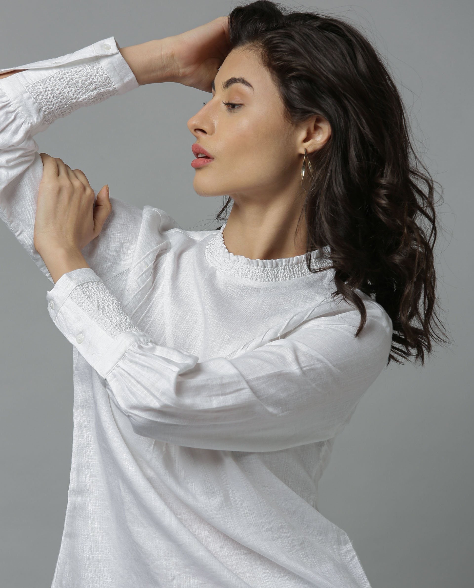 Rareism Women Dandellion White Top Full Sleeves