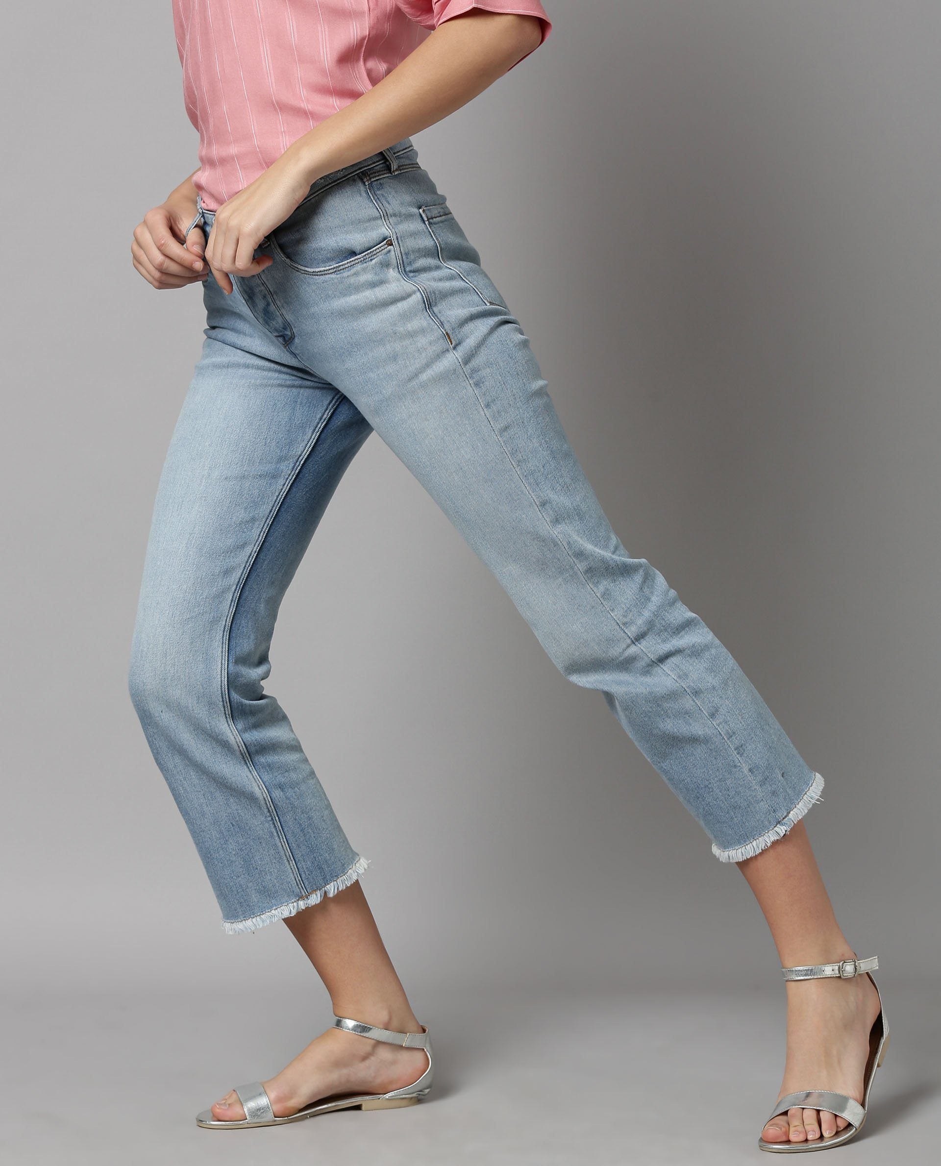 Rareism Women Eagle Blue Jeans Solid
