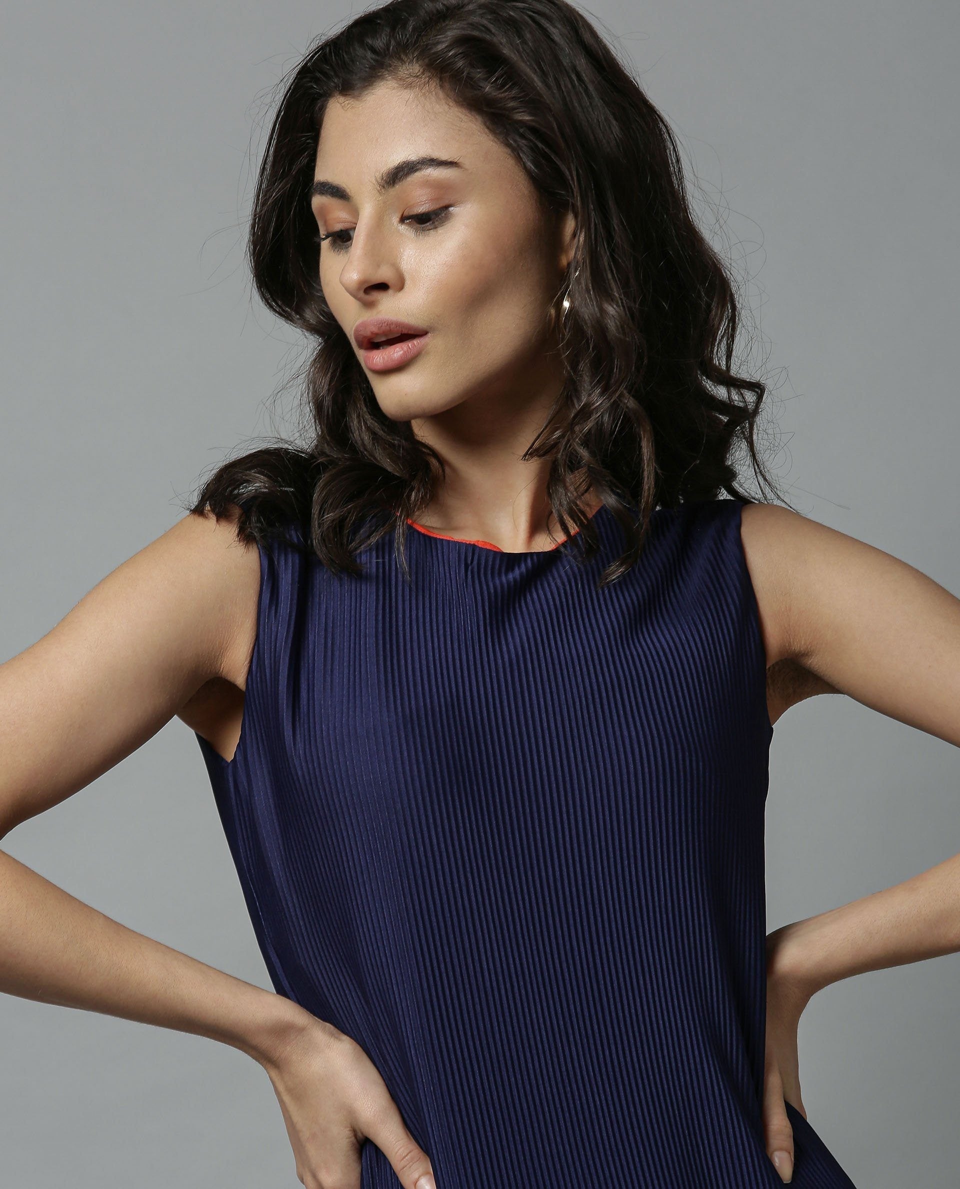 Rareism Women Oka Blue Dress Sleeveless