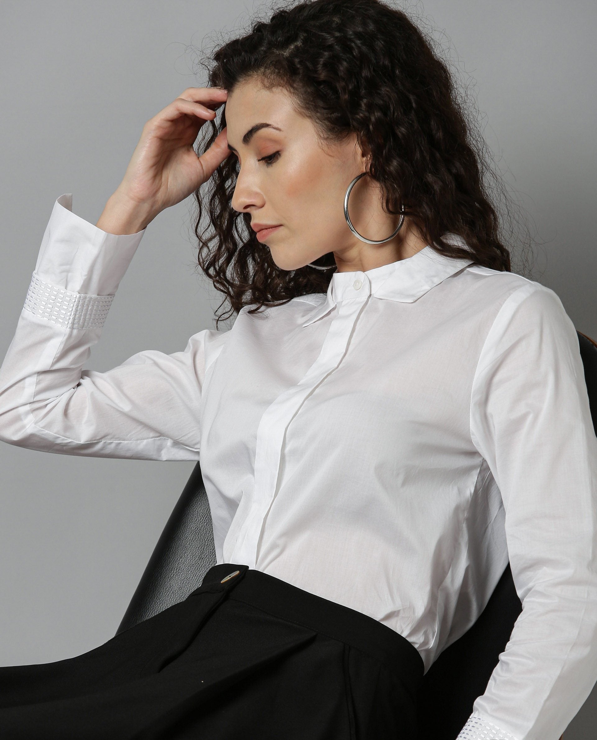Rareism Women Daisy White Top Full Sleeves