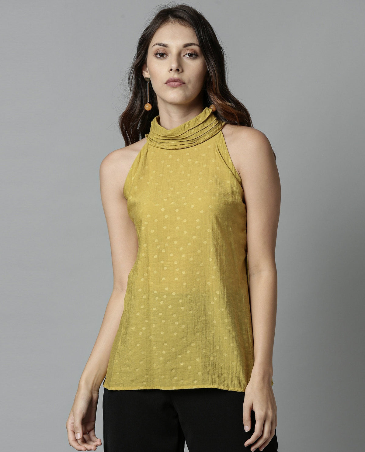Rareism Women Feather Yellow Top Sleeveless