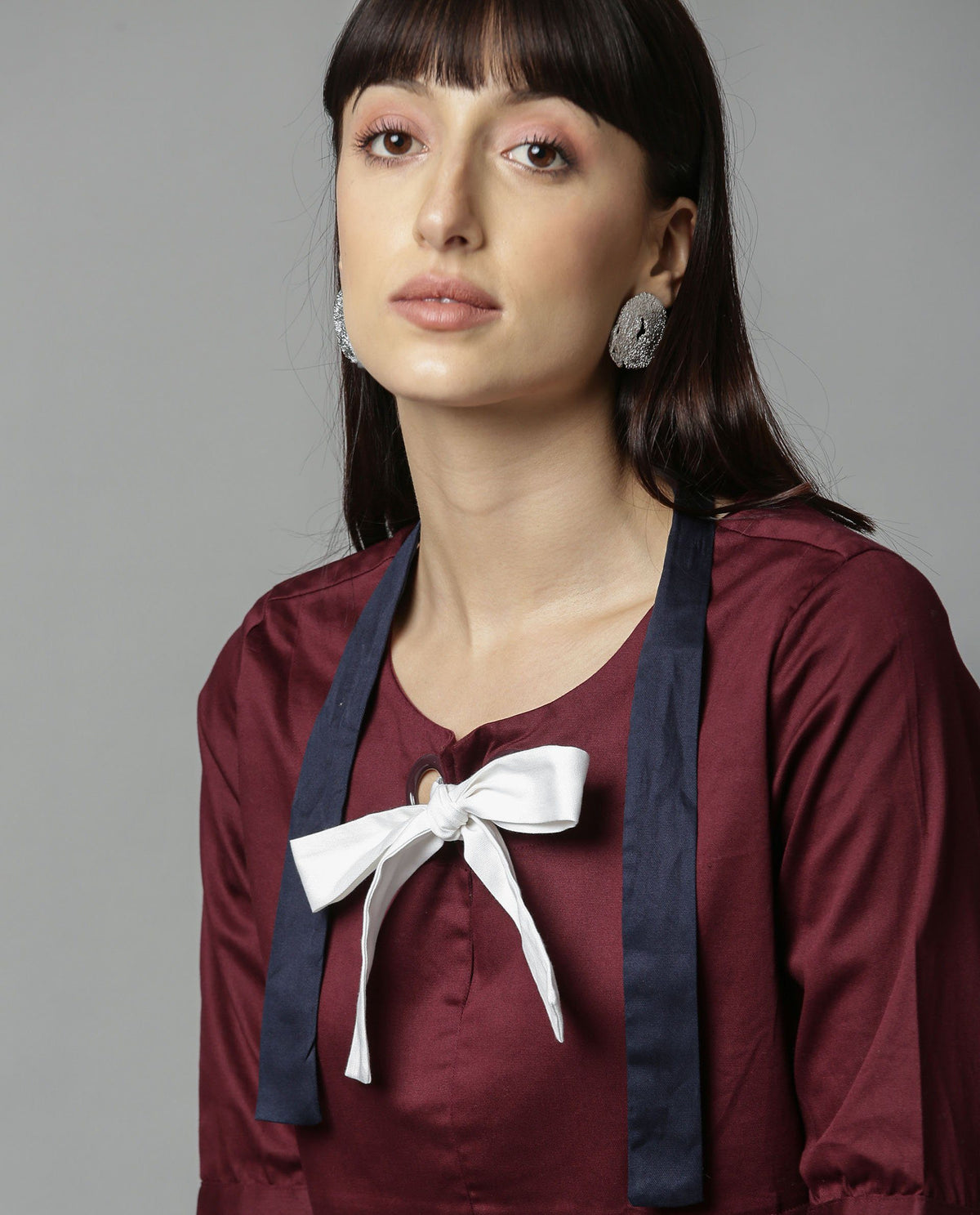 Rareism Women Rody Maroon Top Short Sleeves Solid