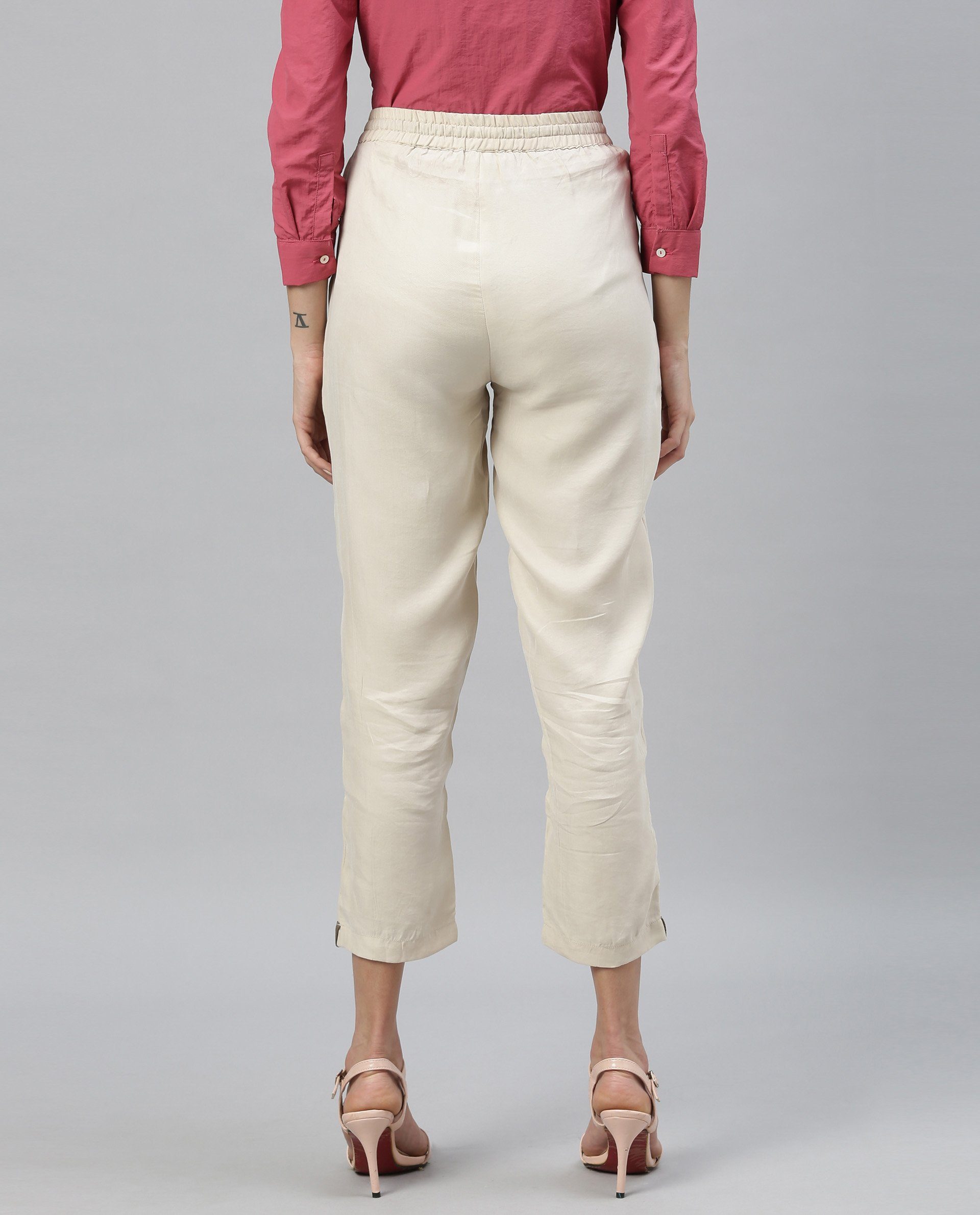 Rareism Women Map Beige Trousers