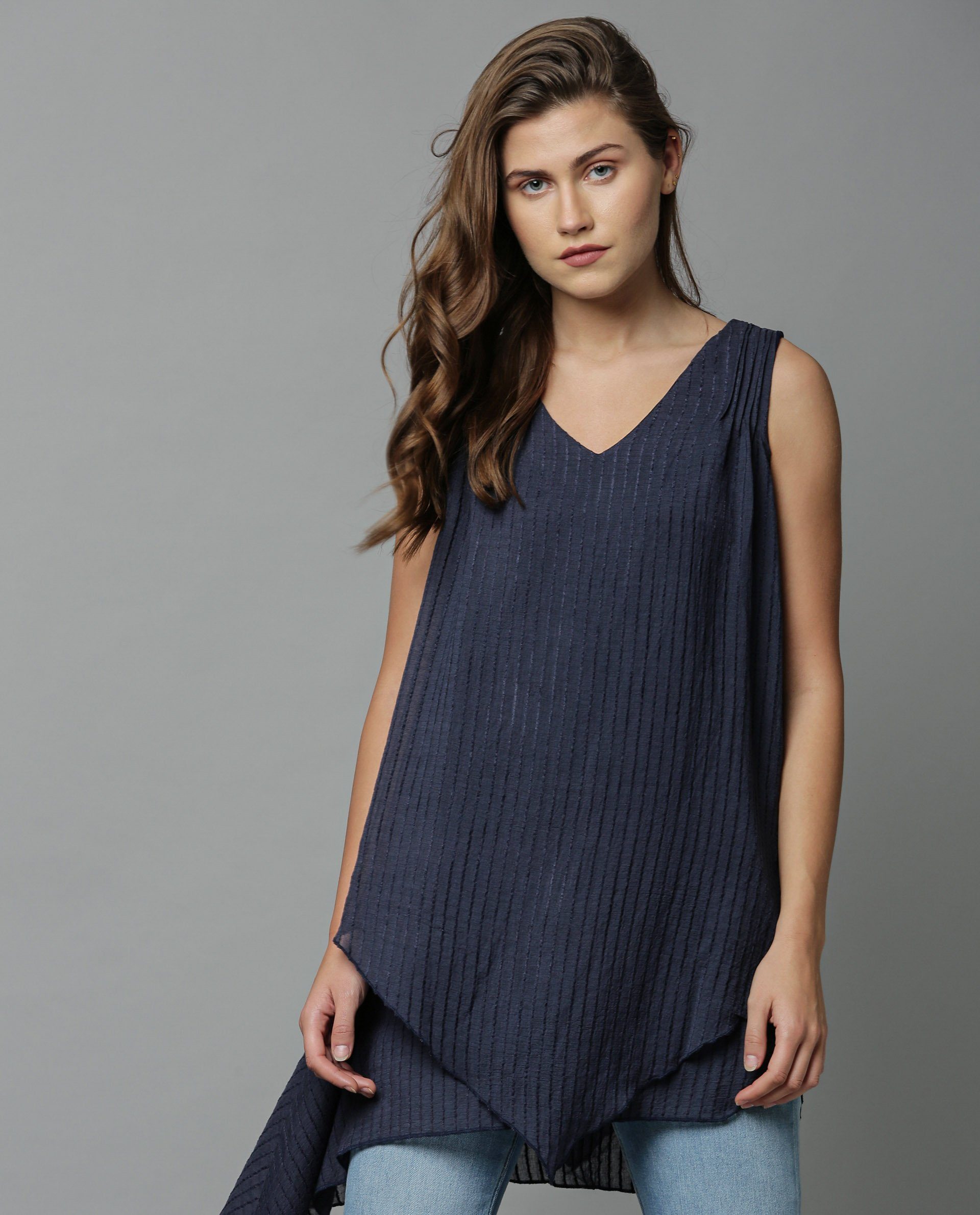 Rareism Women Cosmo Navy Top Sleeveless