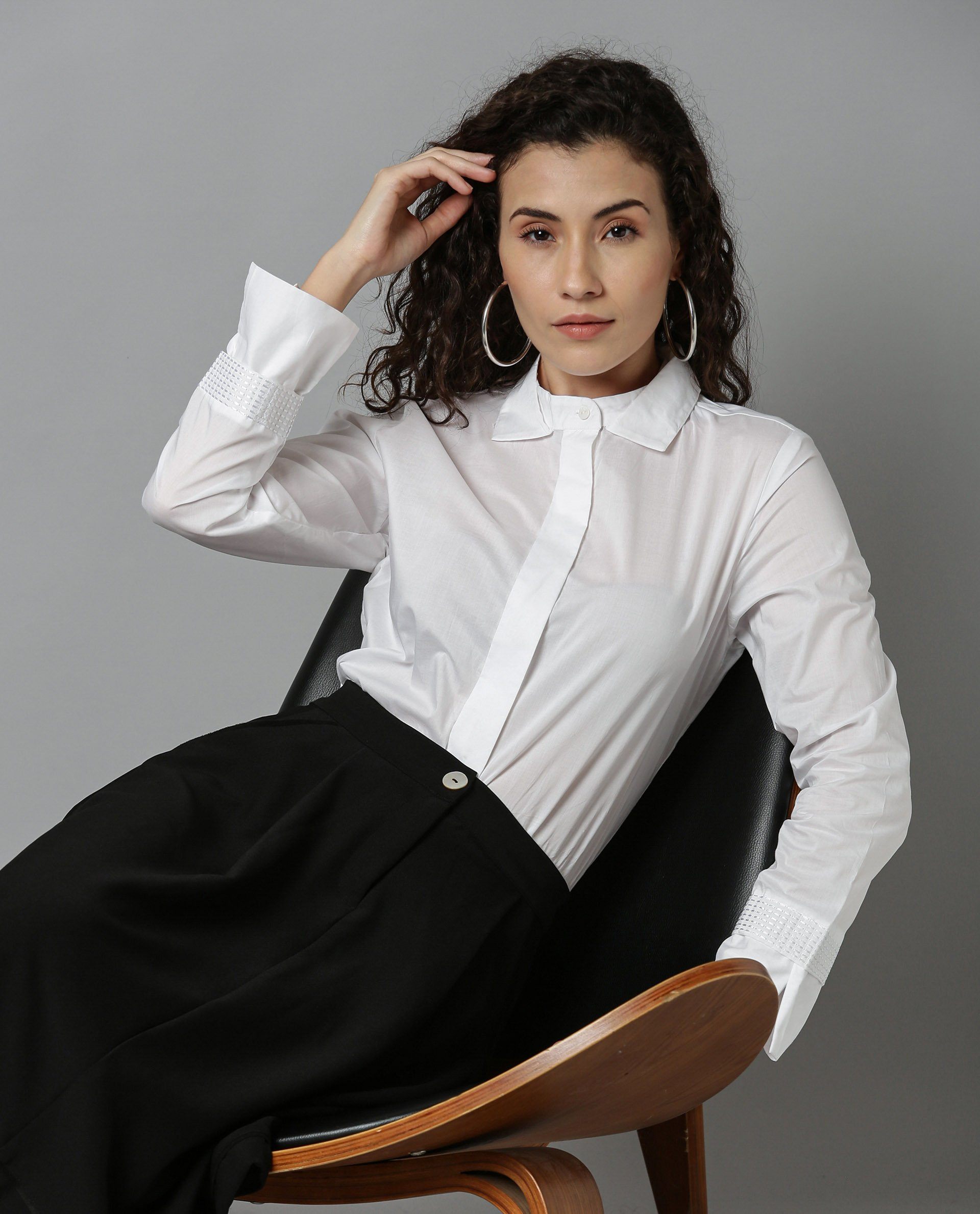 Rareism Women Daisy White Top Full Sleeves