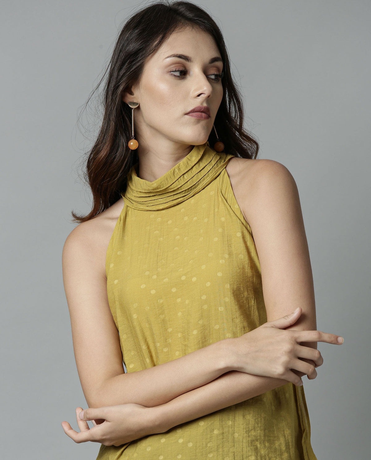 Rareism Women Feather Yellow Top Sleeveless