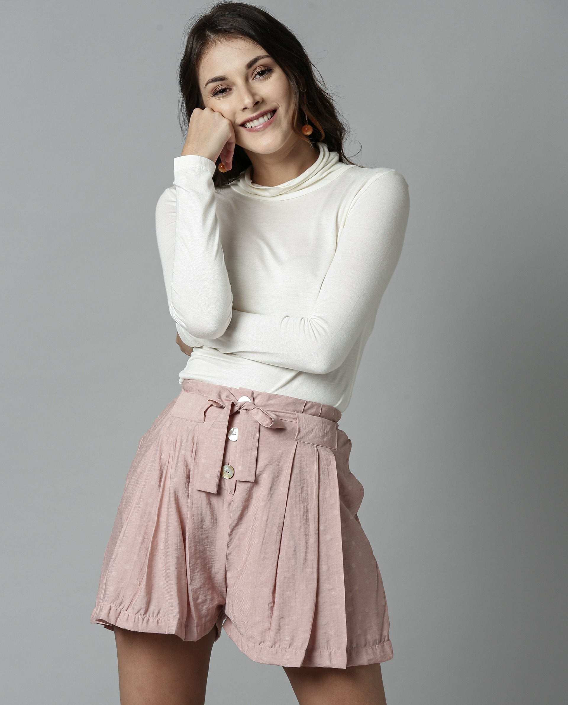 Rareism Women Copper Pink Shorts Solid