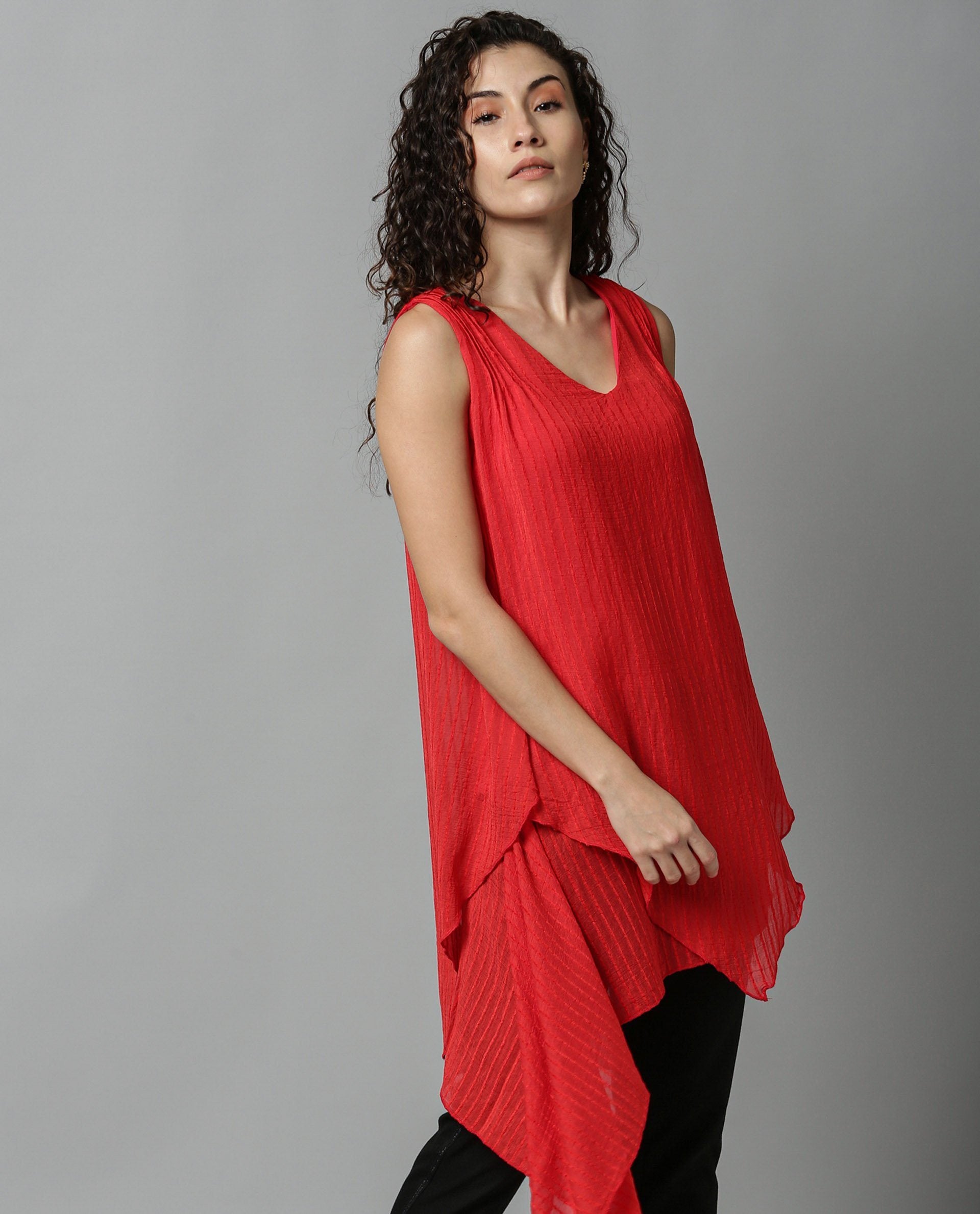 Rareism Women Cosmo Red Top Sleeveless