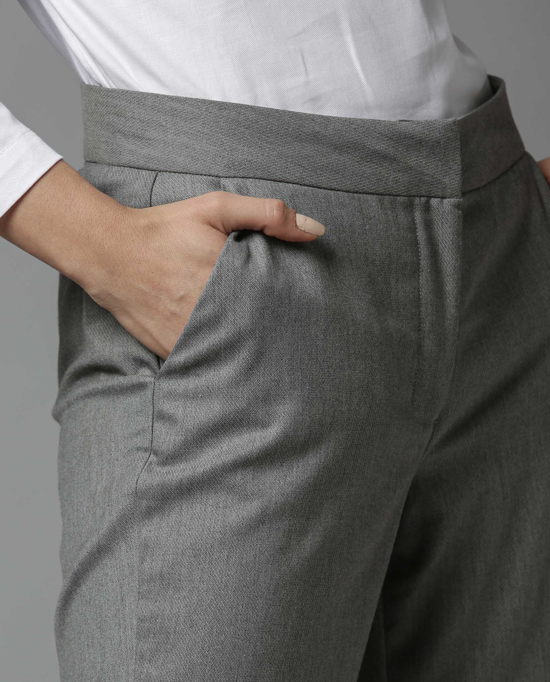 Rareism Women Club Grey Trousers