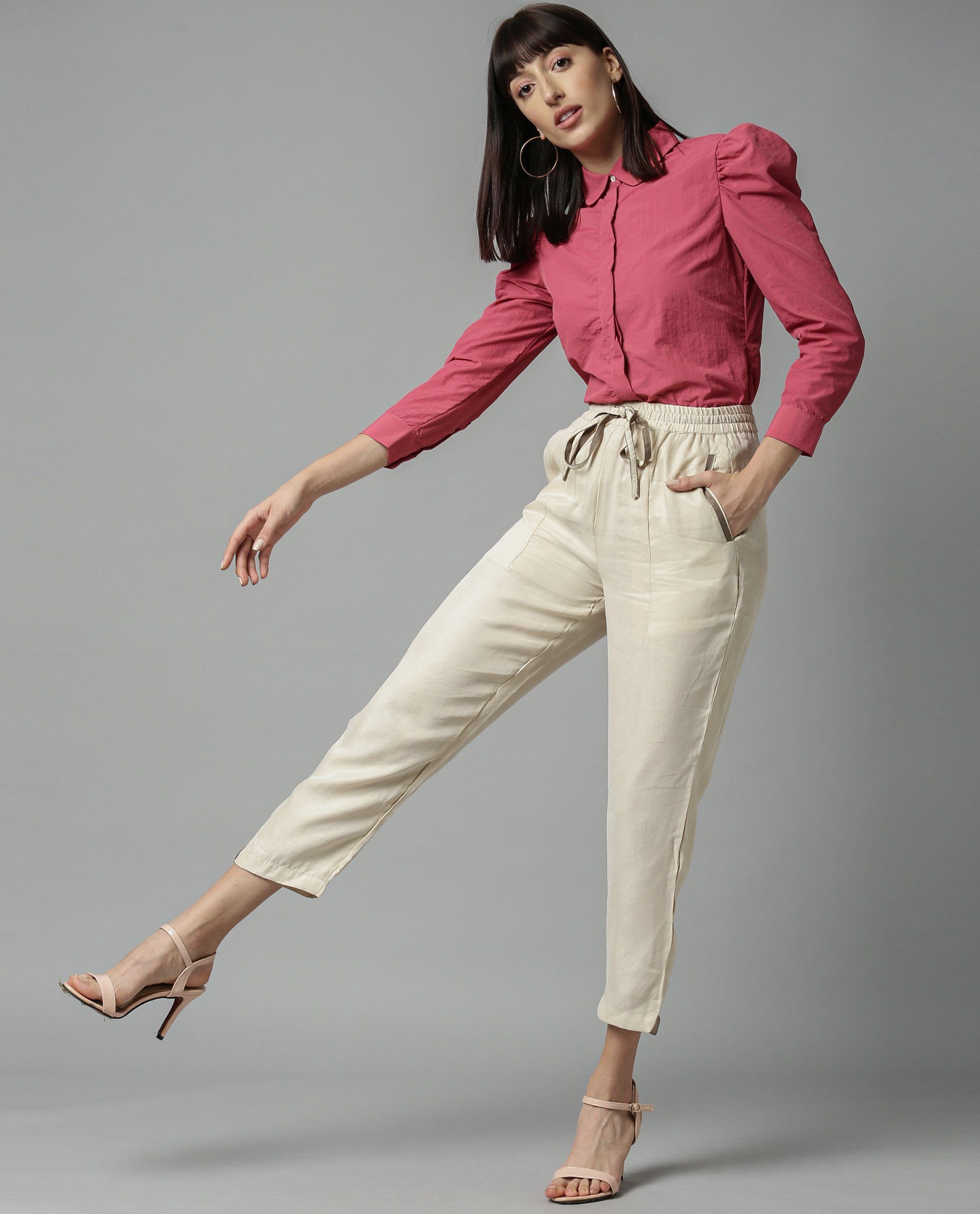 Rareism Women Map Beige Trousers