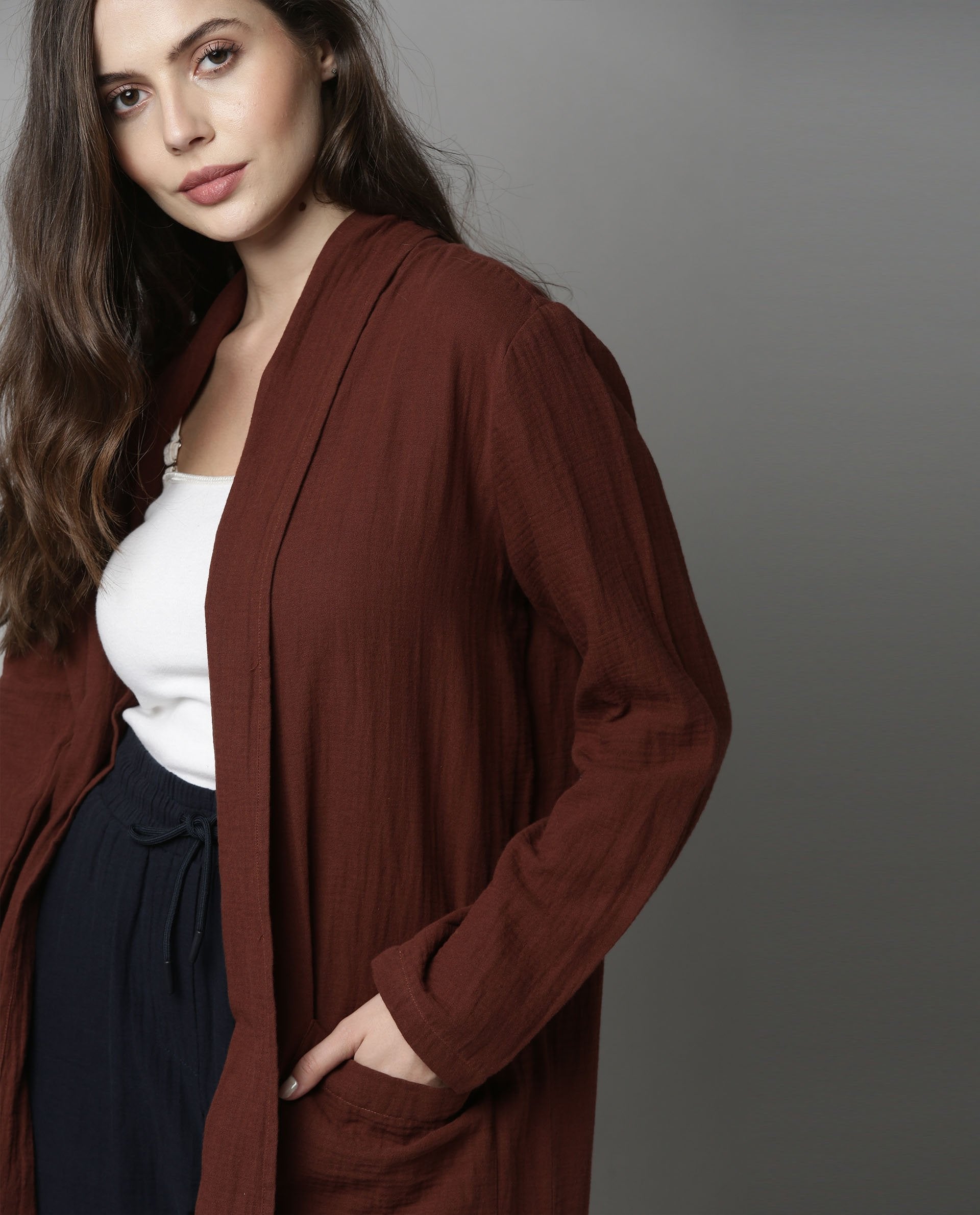 Rareism Women Slop Brown Overlayer Solid