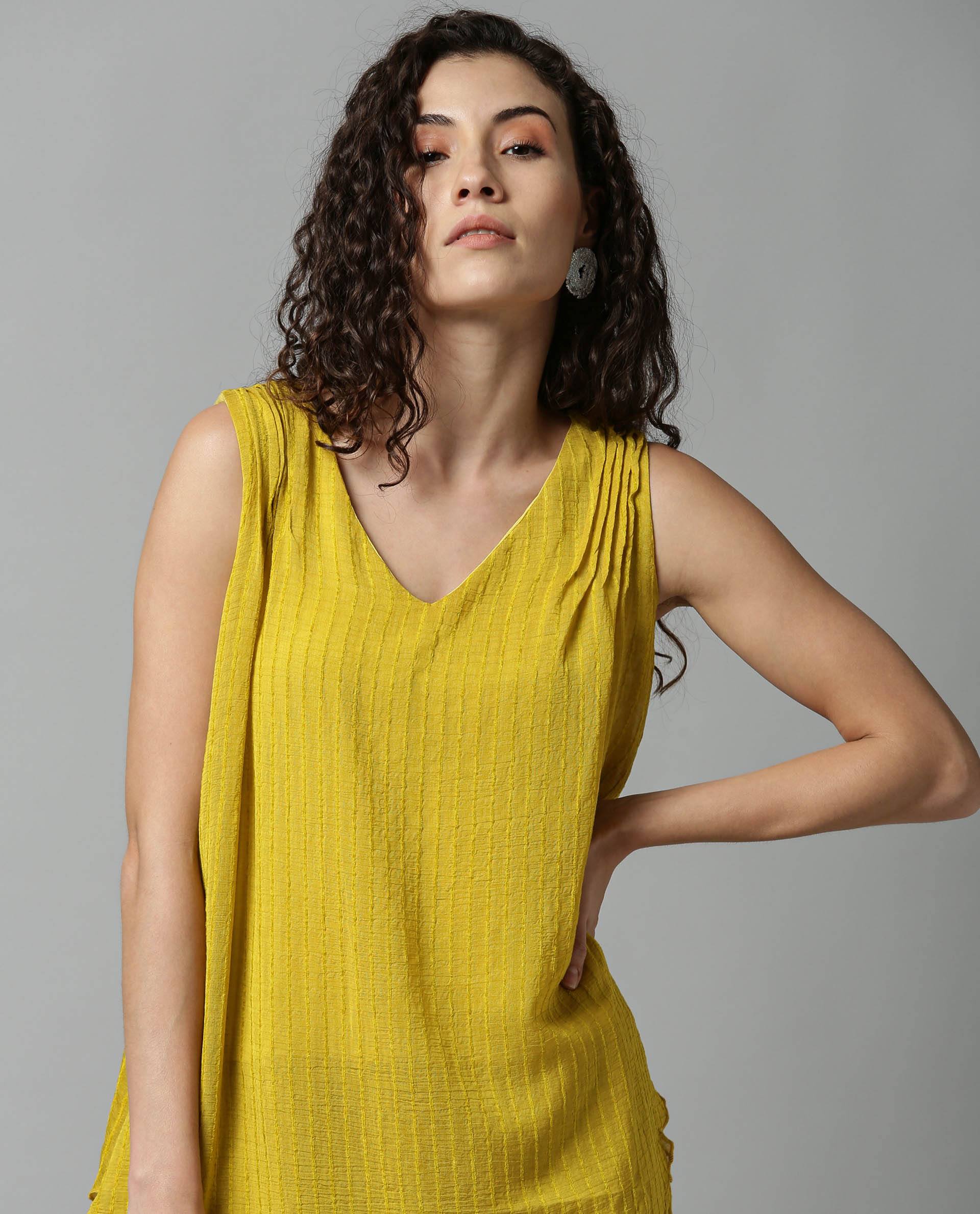 Rareism Women Cosmo Yellow Top Sleeveless