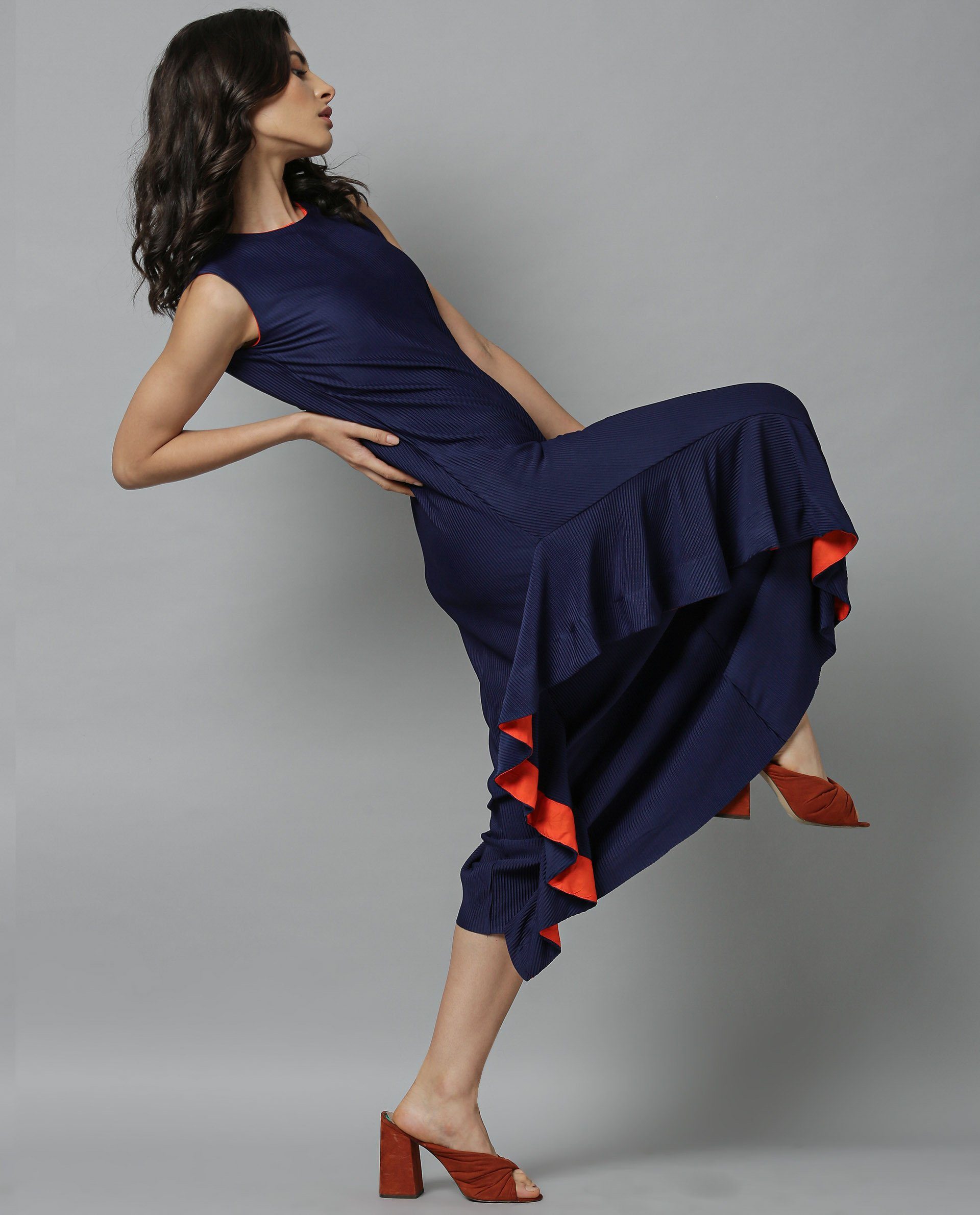 Rareism Women Oka Blue Dress Sleeveless