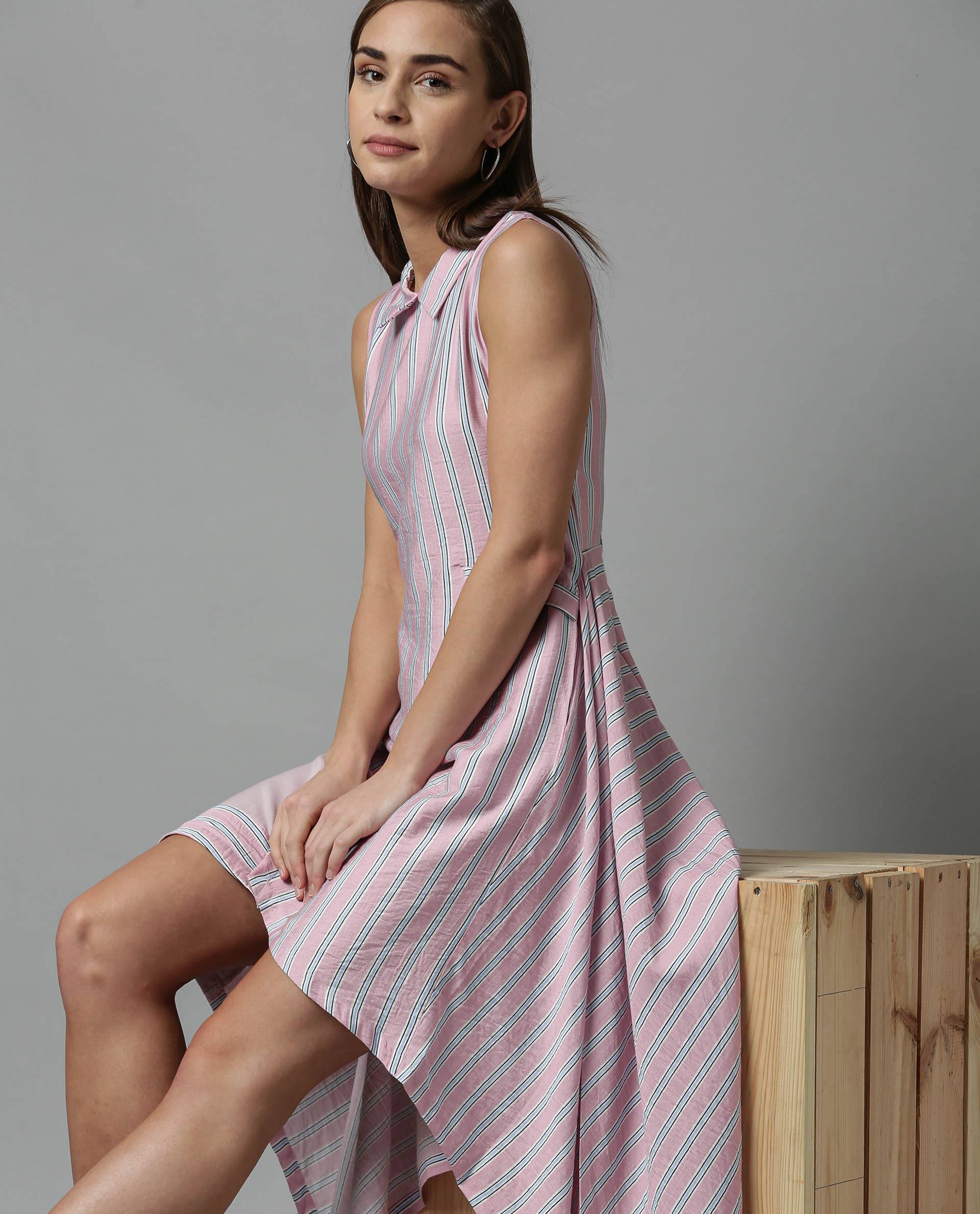 Rareism Women Page Pink Dress Sleeveless