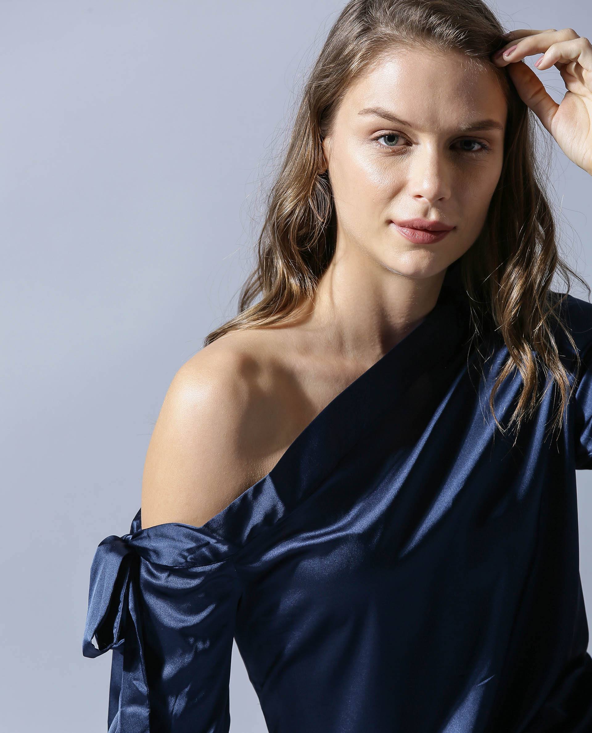 Rareism Women Rhapsody Navy Top Full Sleeves