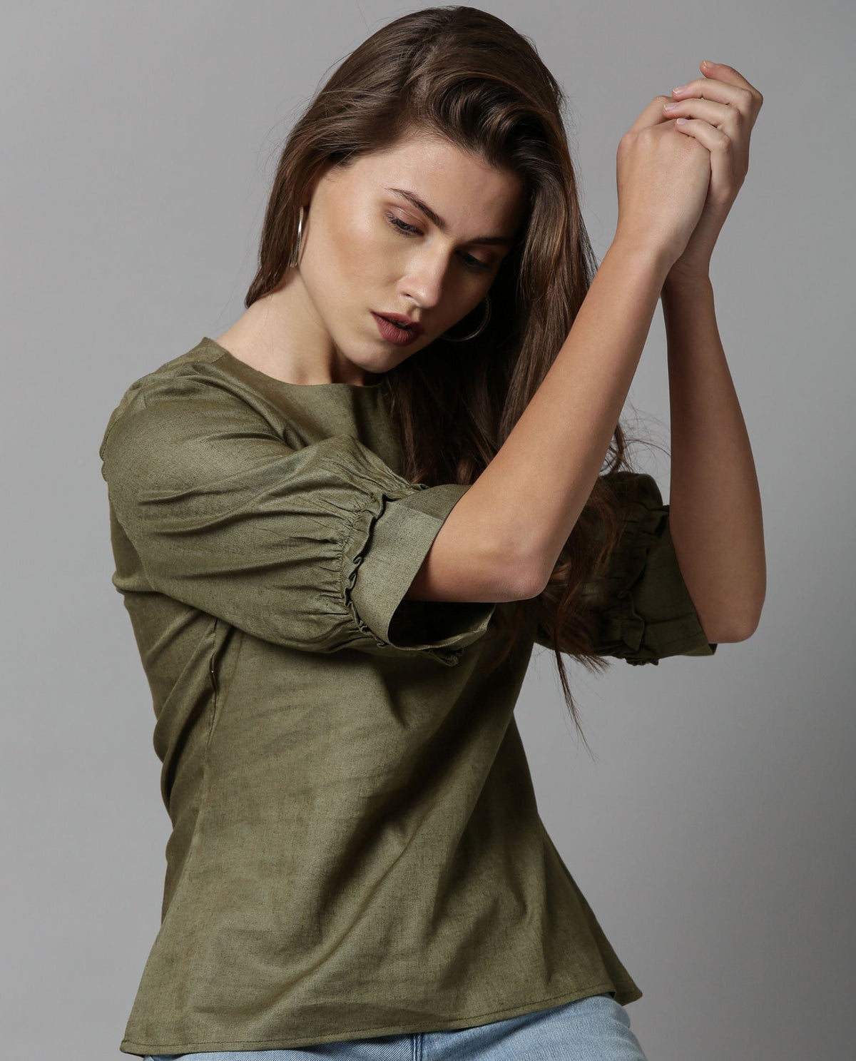 Rareism Women Messi Green Top Short Sleeves Solid