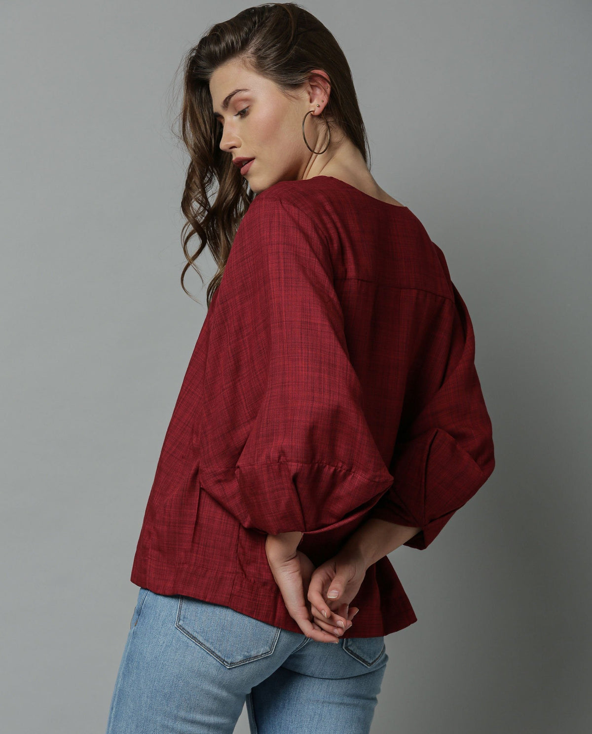 Rareism Women Amuse Maroon Top Full Sleeves Solid