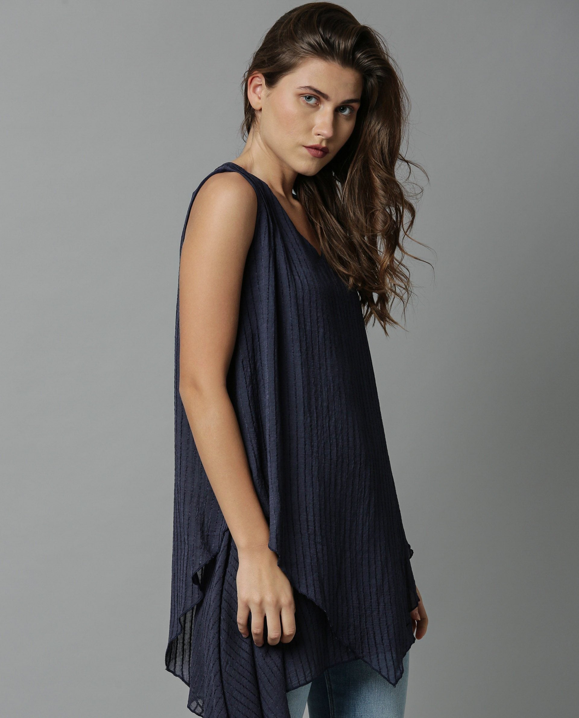 Rareism Women Cosmo Navy Top Sleeveless