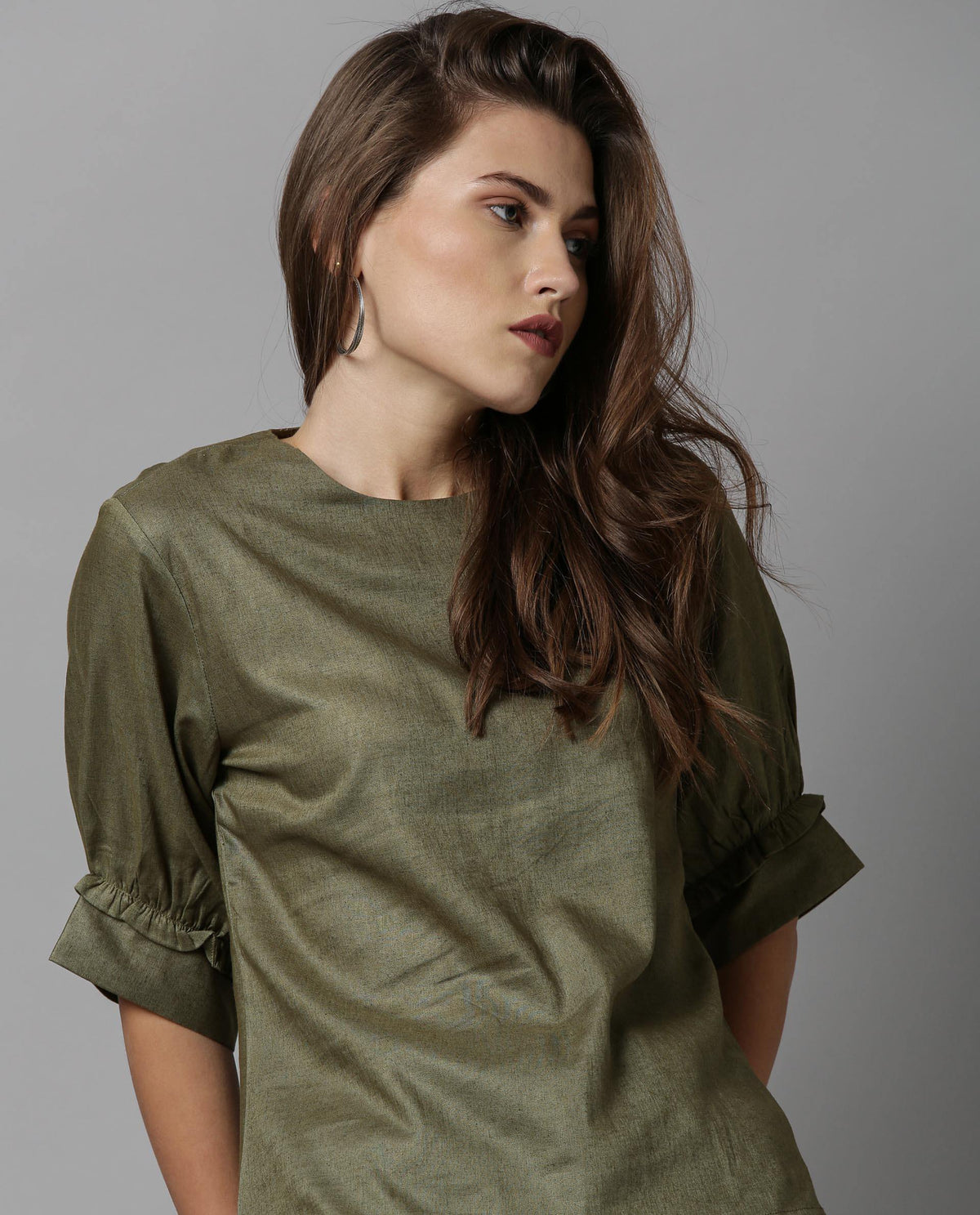 Rareism Women Messi Green Top Short Sleeves Solid
