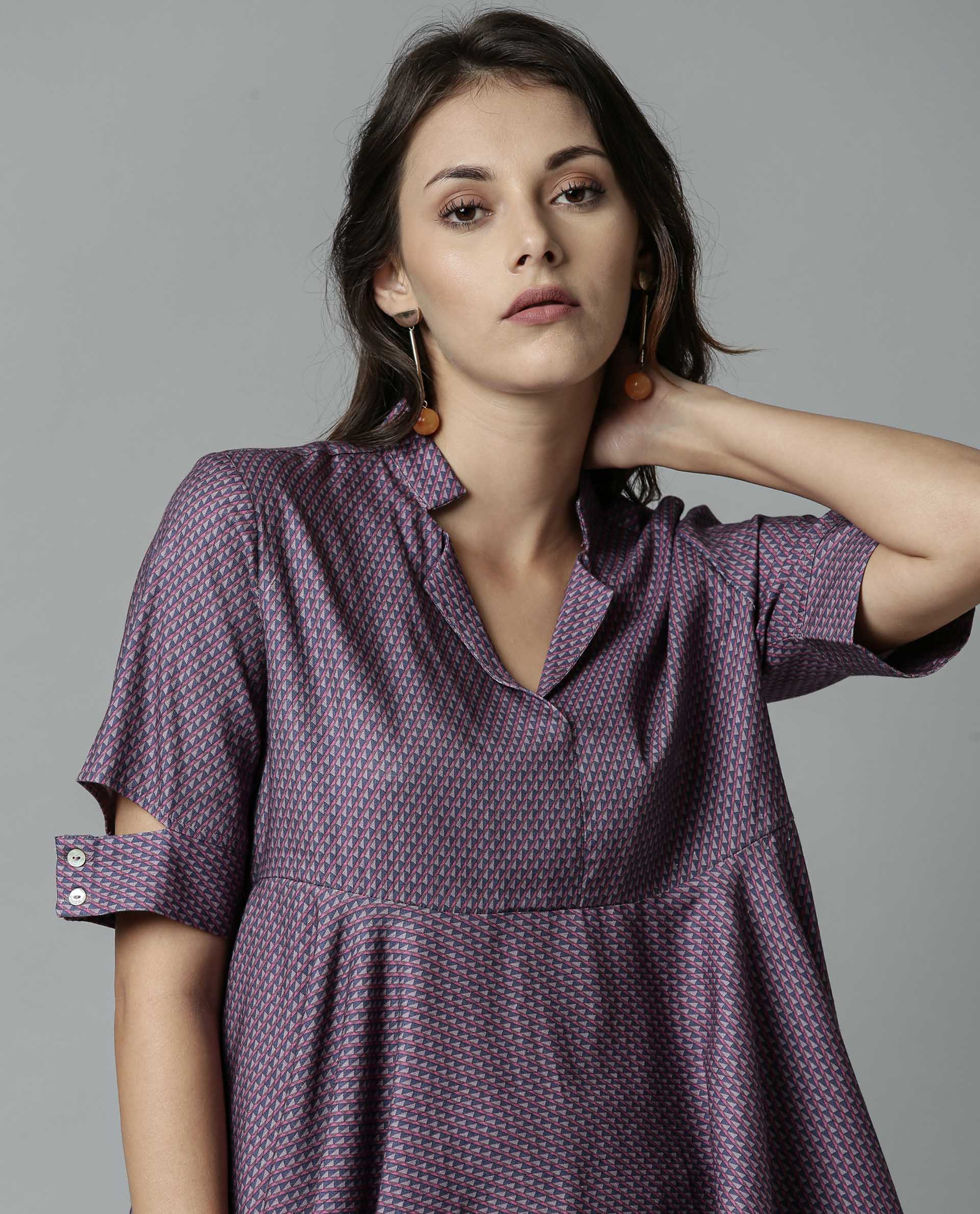 Rareism Women Agnes Pink Top Short Sleeves Printed