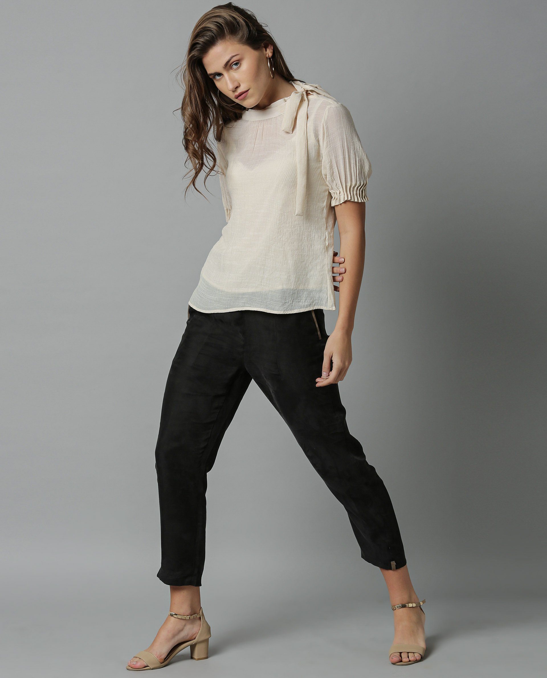 Rareism Women Sparrow Offwhite Top Short Sleeves