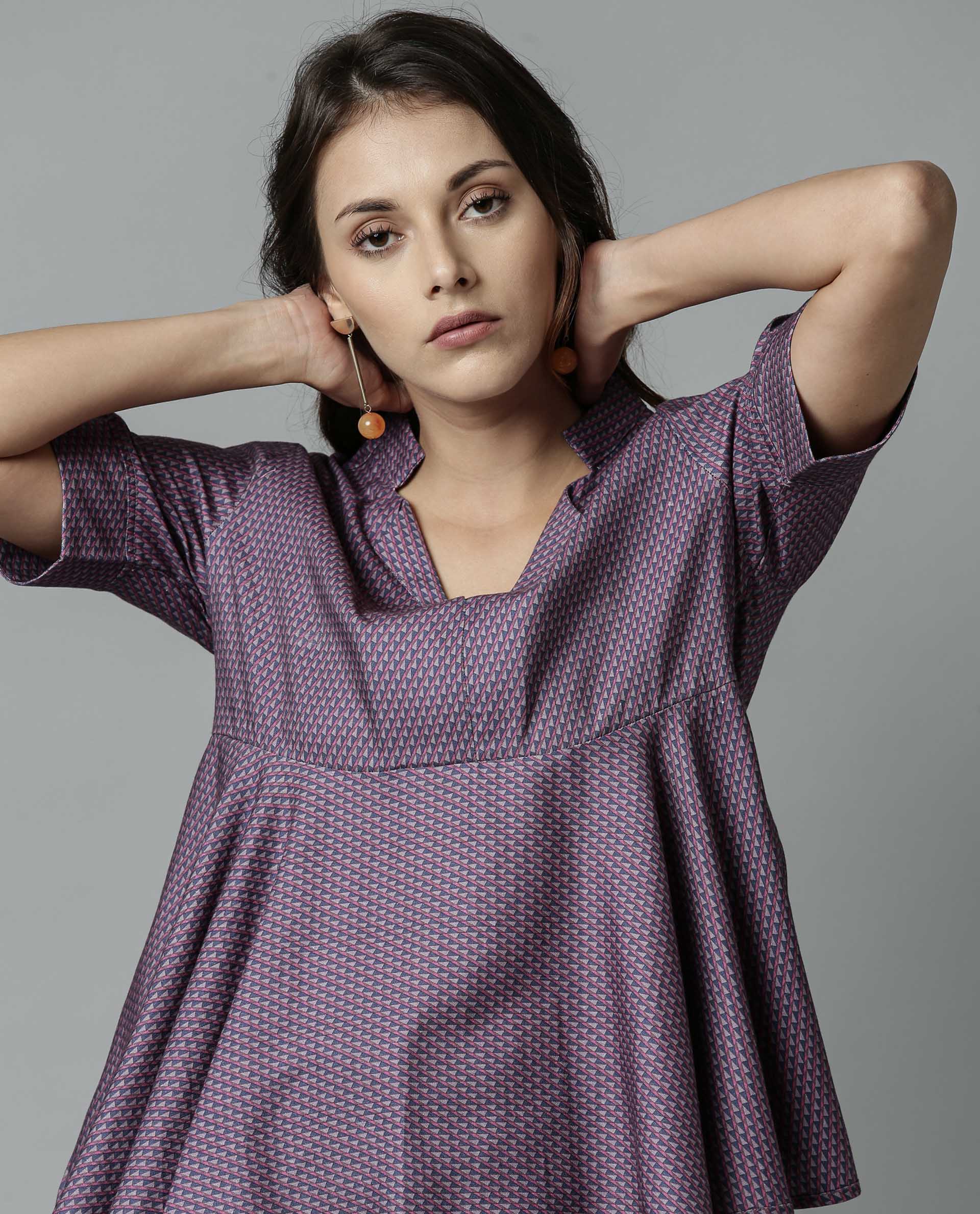 Rareism Women Agnes Pink Top Short Sleeves Printed