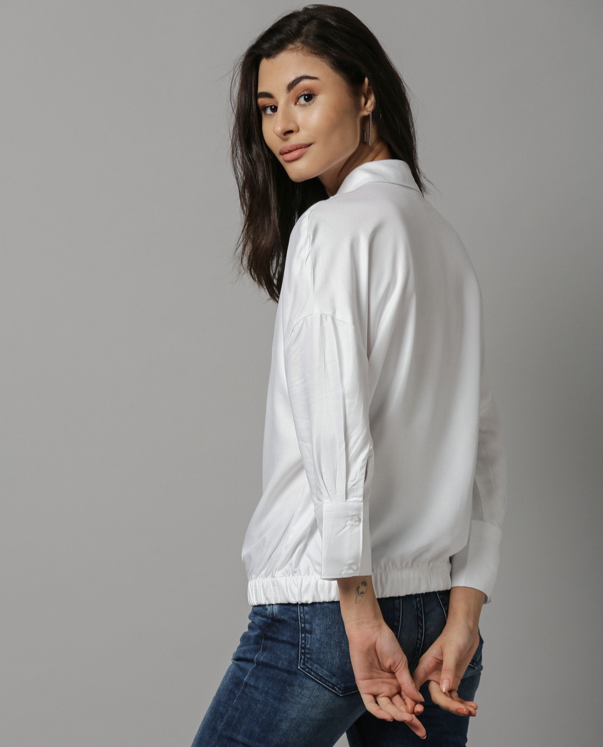 Rareism Women Dupe White Top Short Sleeves Solid